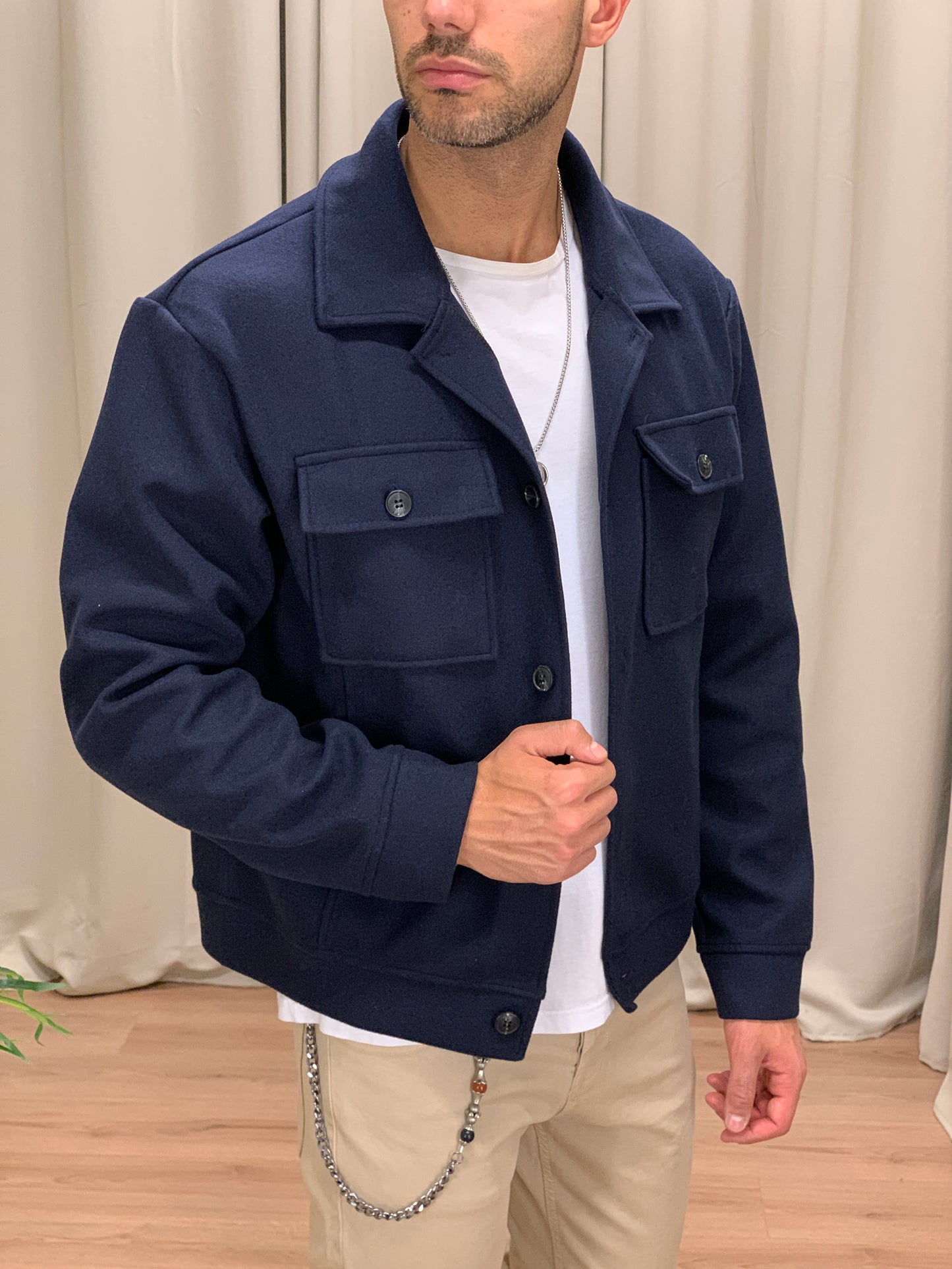 Giacca camicia Martinez con Taschini col. Blu