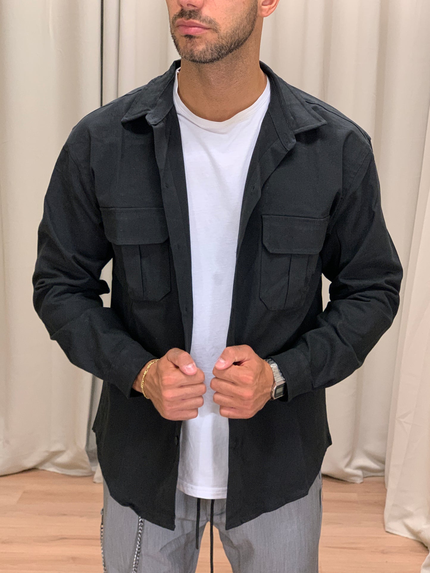 Giacca camicia Syran con Taschini col. Nero