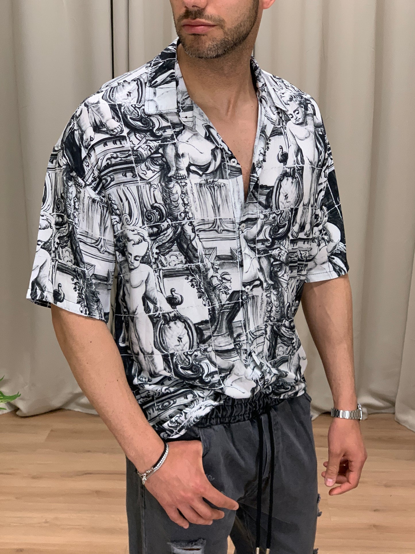 Camicia Grecia Antica oversize col. Nero