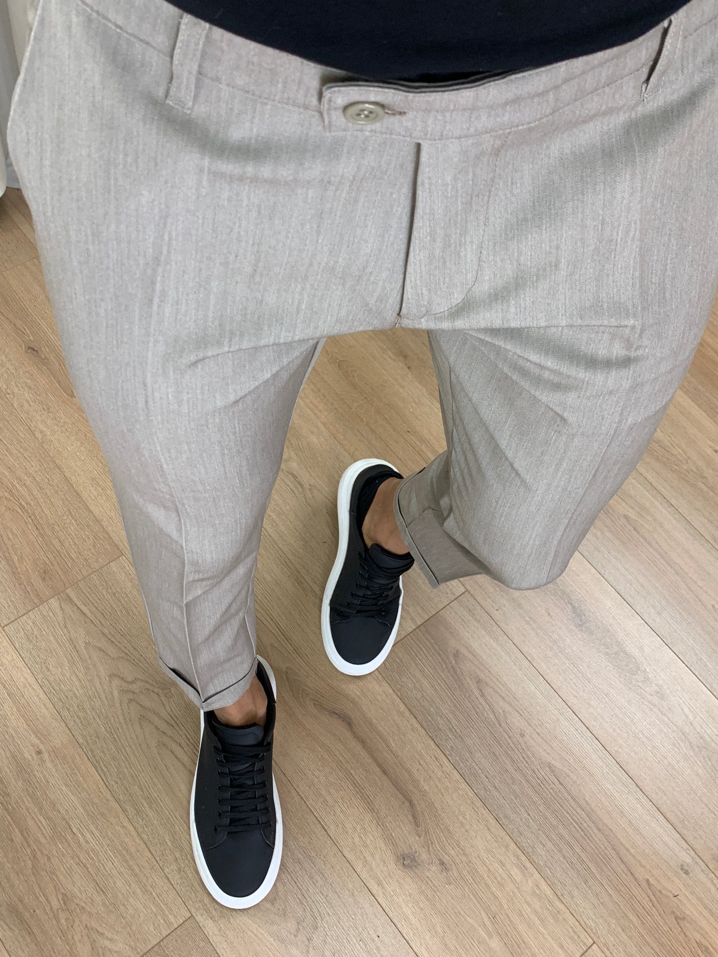 Pantalone Lugano con risvolto col. Avorio