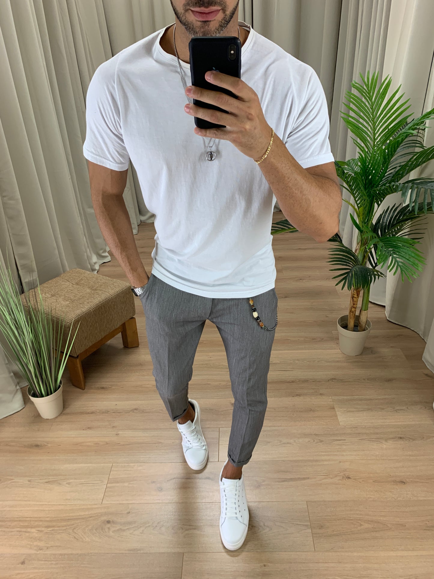Pantalone Copenaghen ad un bottone col. Grigio