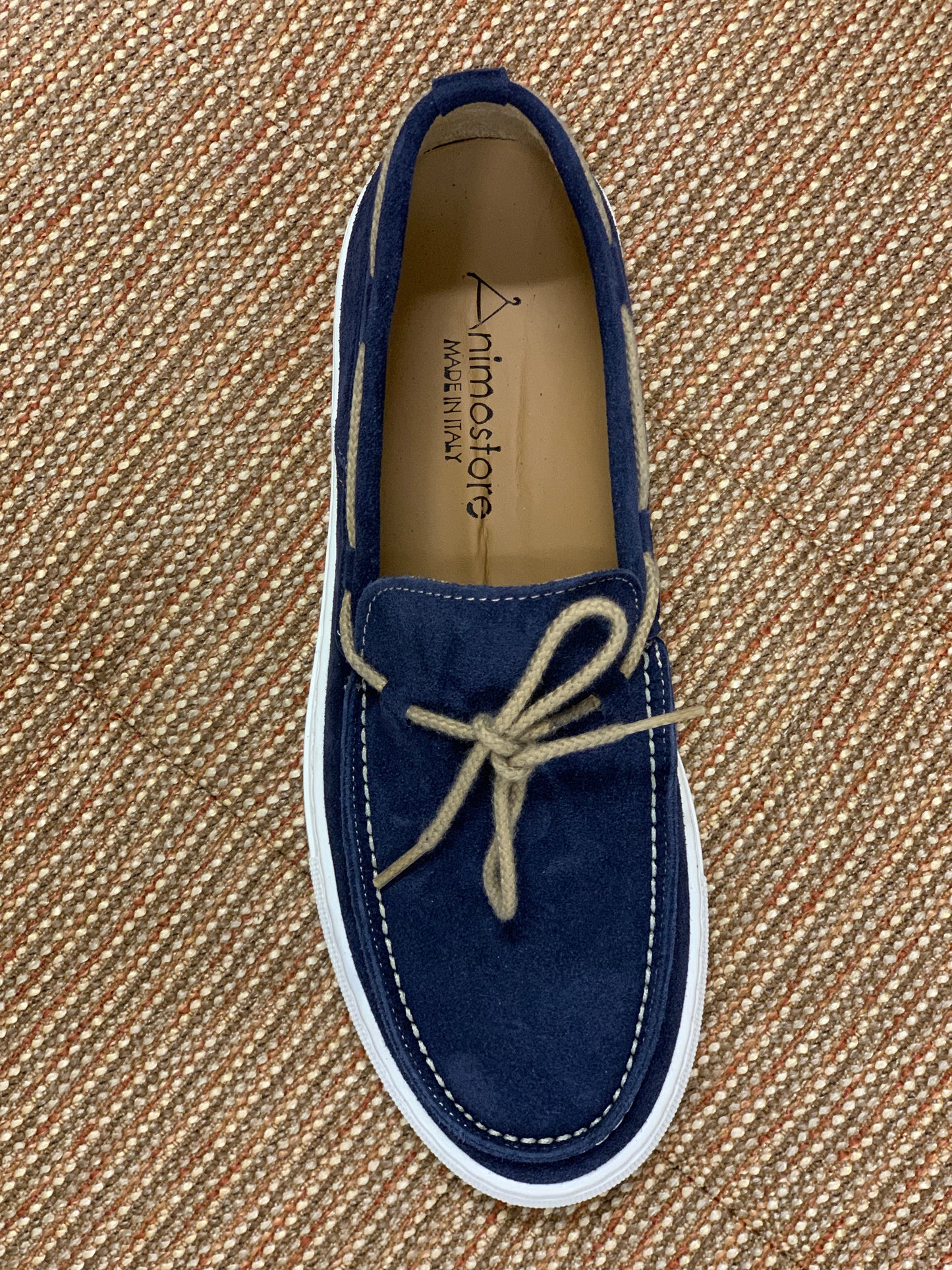 Scarpa Barchetta in Vero Camoscio col. Blu