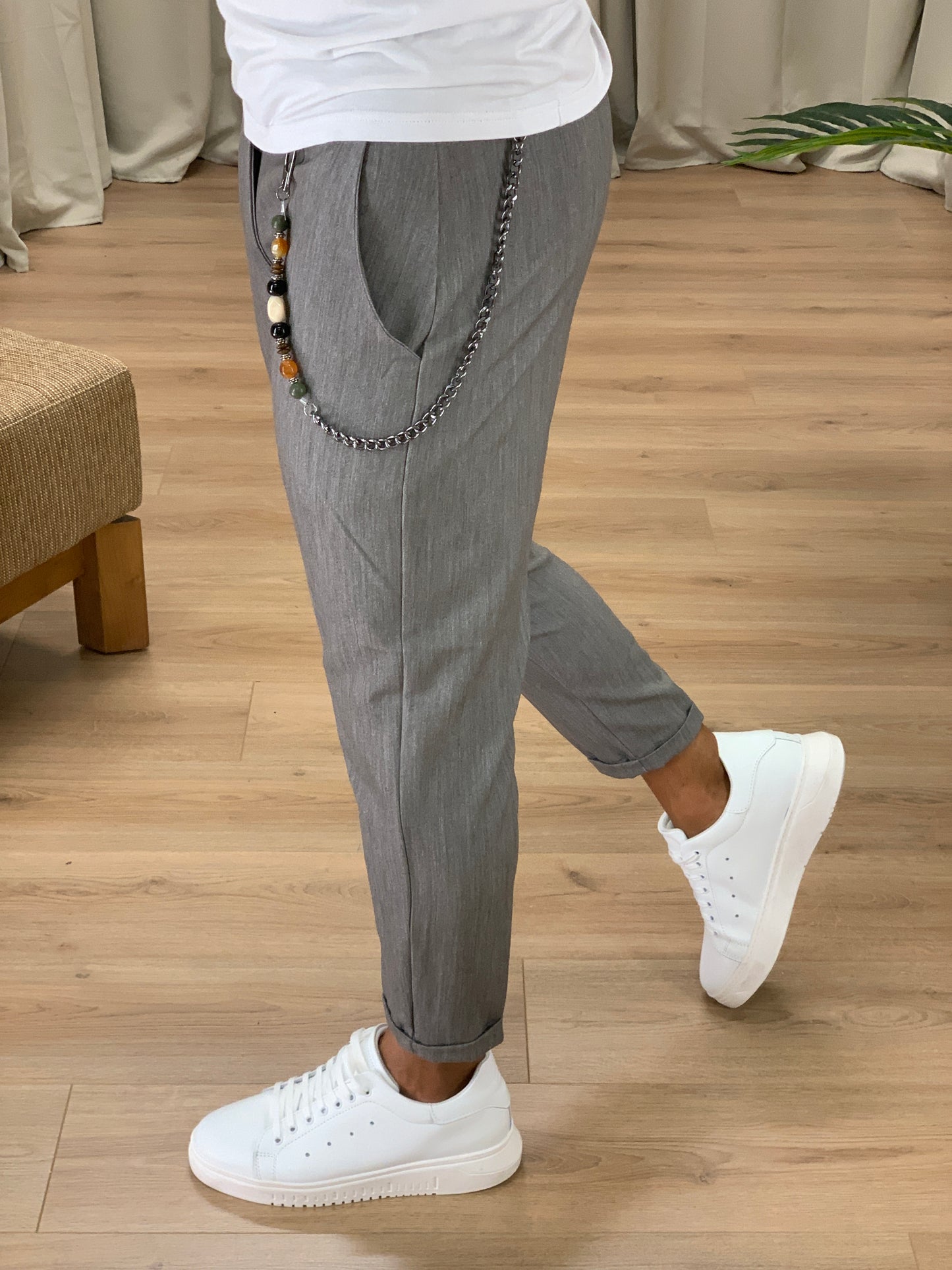 Pantalone Copenaghen ad un bottone col. Grigio