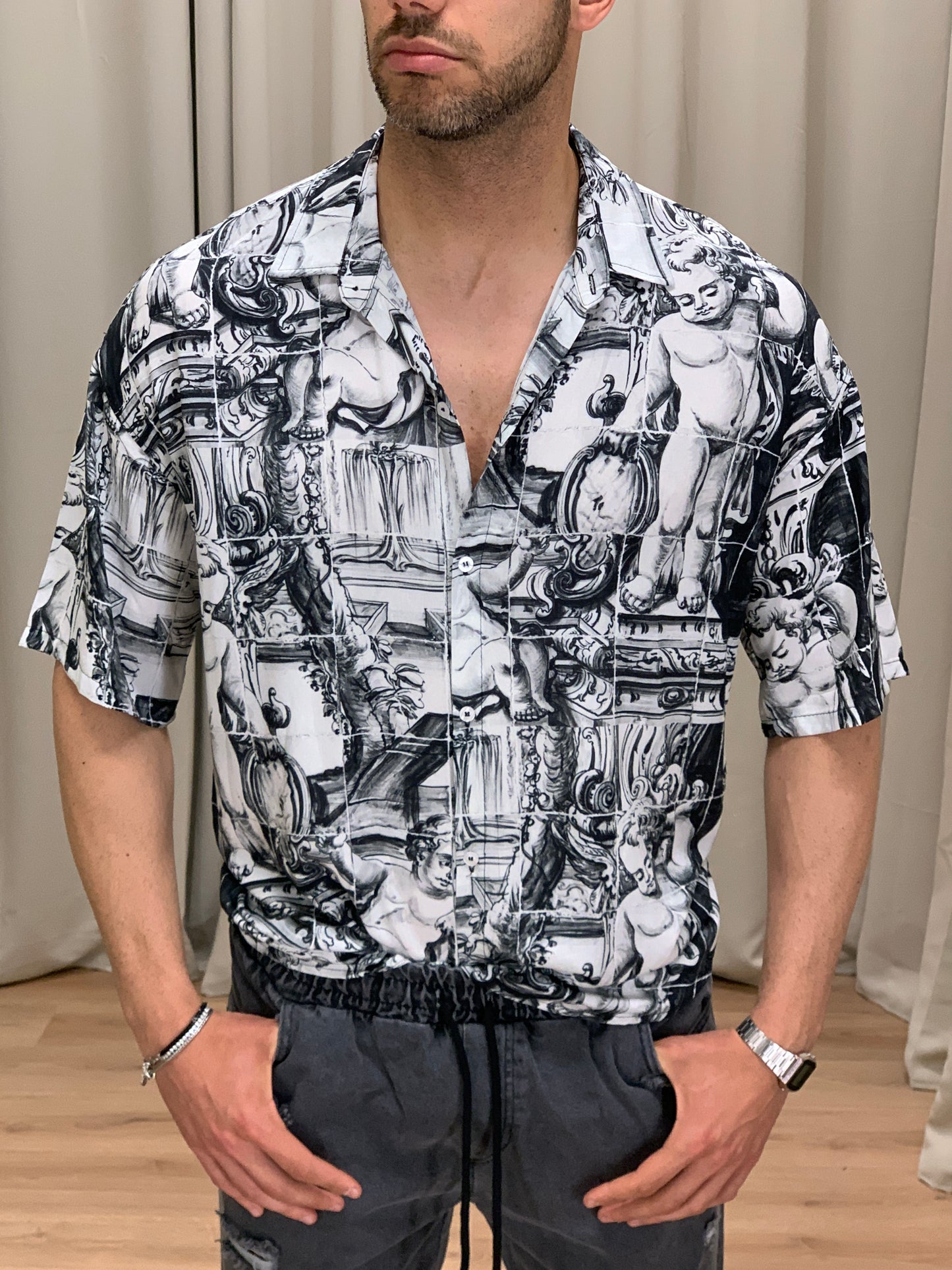 Camicia Grecia Antica oversize col. Nero
