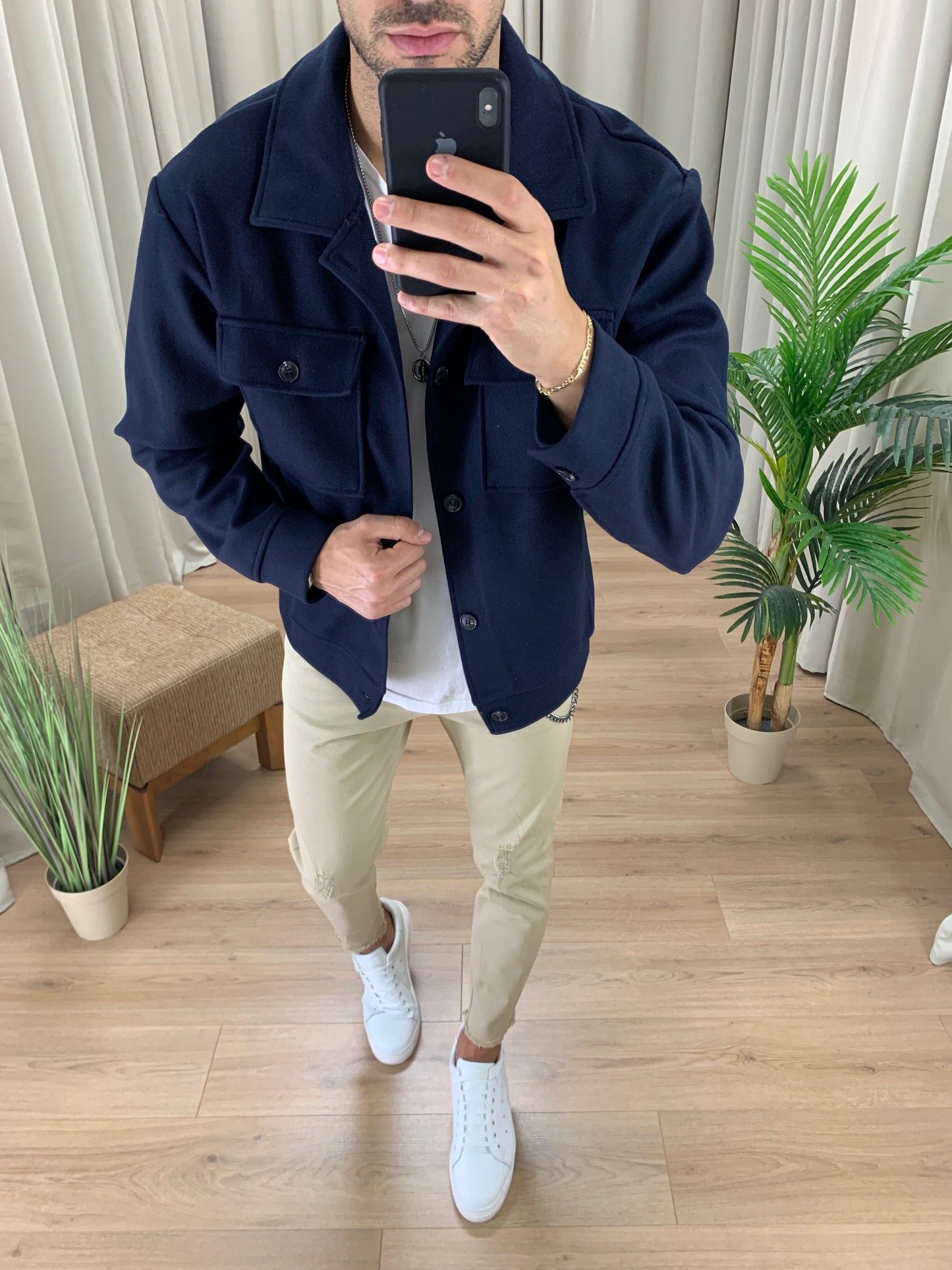 Giacca camicia Martinez con Taschini col. Blu