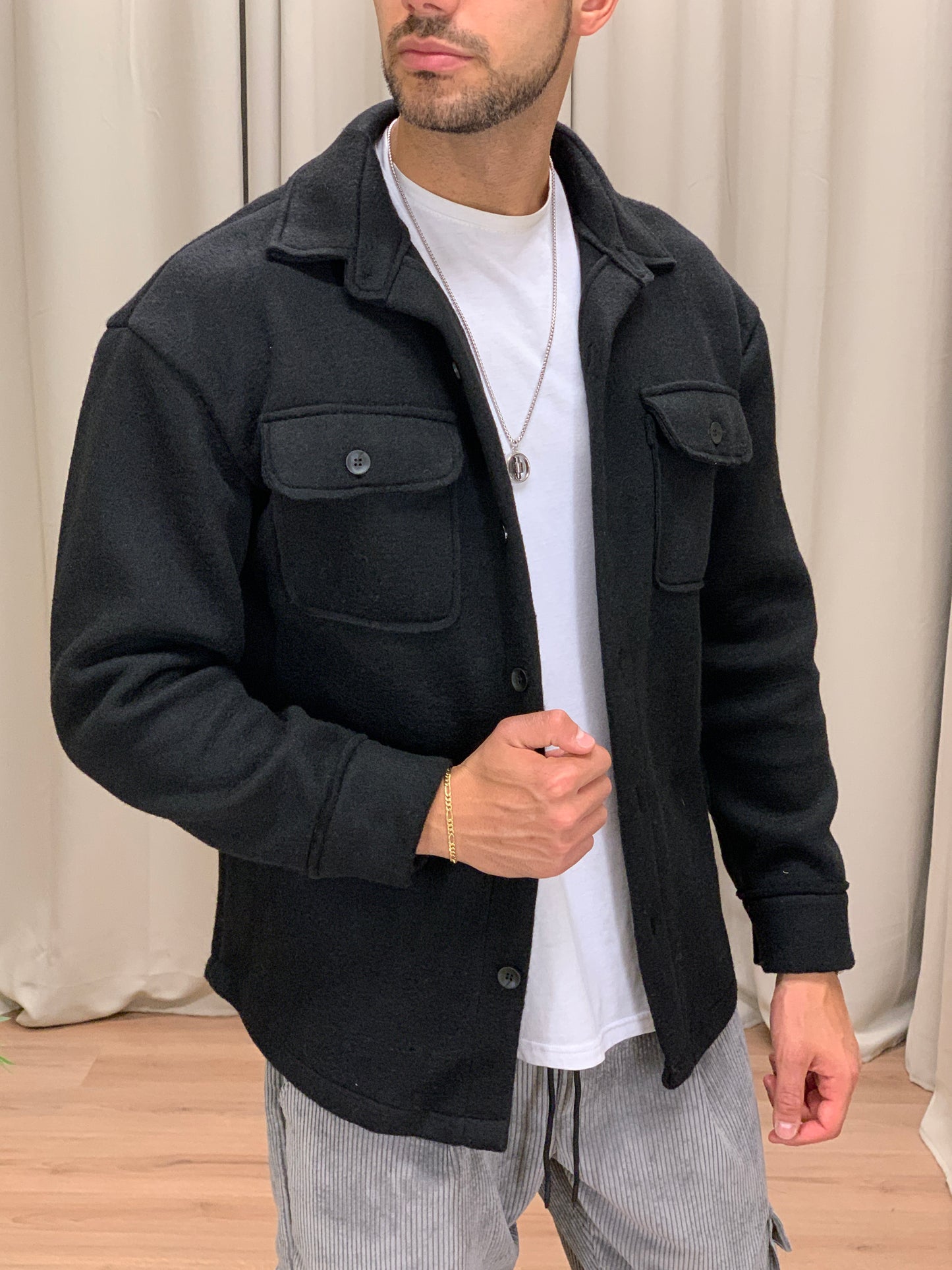 Giacca camicia Asher con Taschini col. Nero