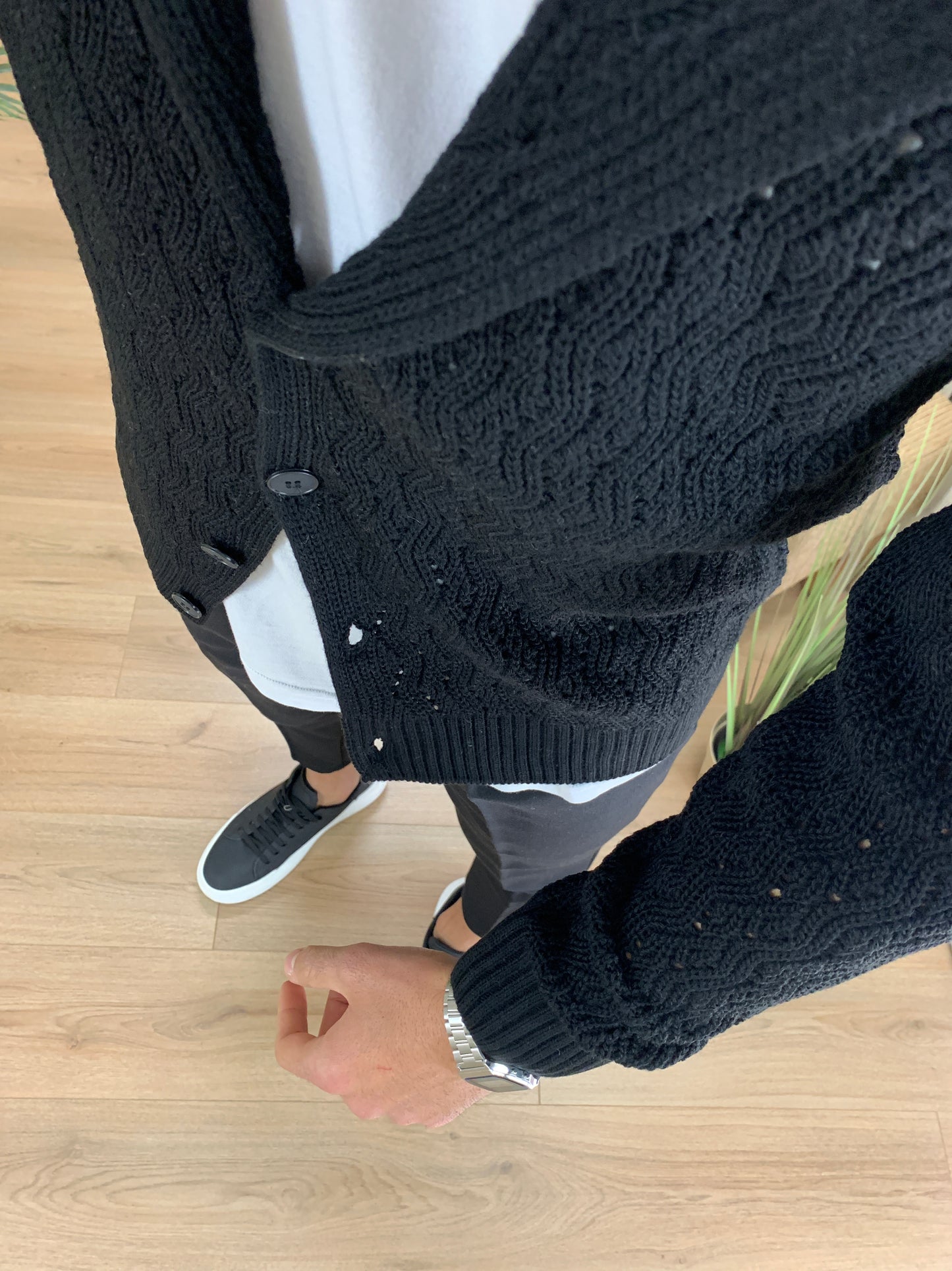 Giacca Cardigan Inibhition Traforata Misto Lana col. Nero