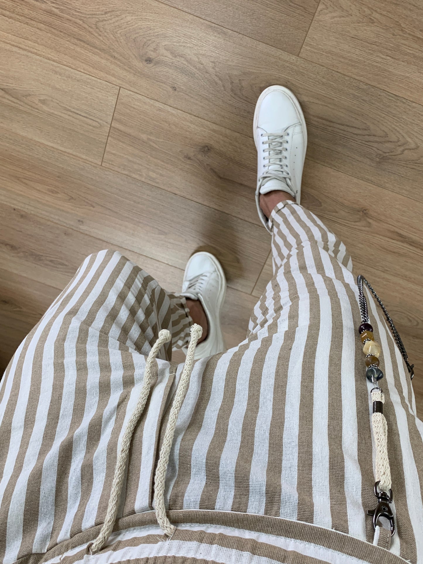 Pantalaccio Estasi in Lino a righe col. Cammello