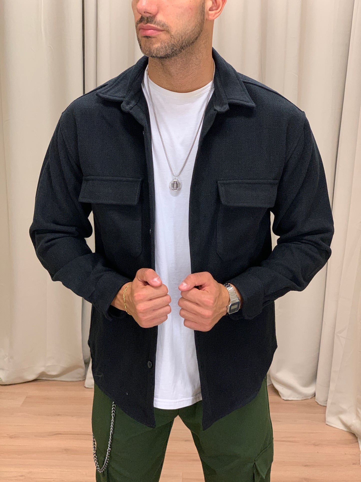 Giacca camicia Raphael con Taschini col. Nero