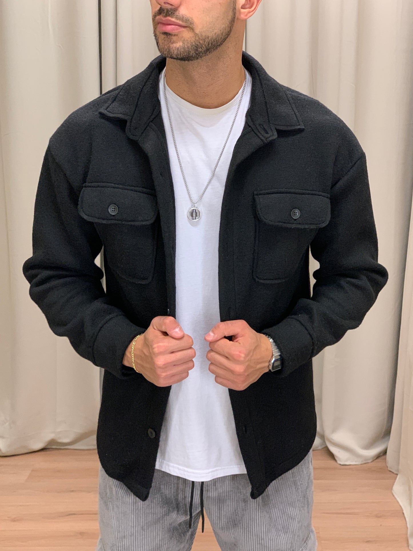 Giacca camicia Asher con Taschini col. Nero
