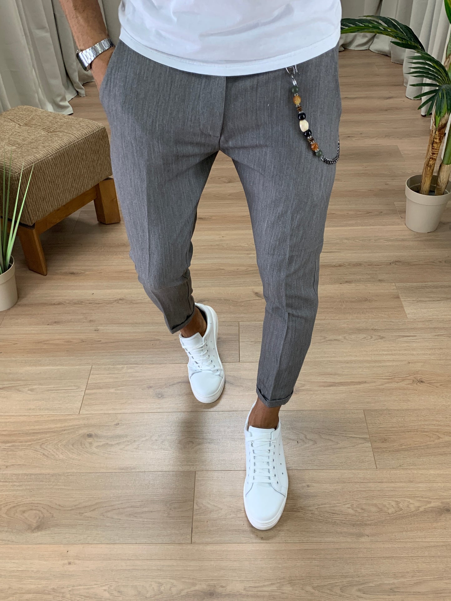Pantalone Copenaghen ad un bottone col. Grigio