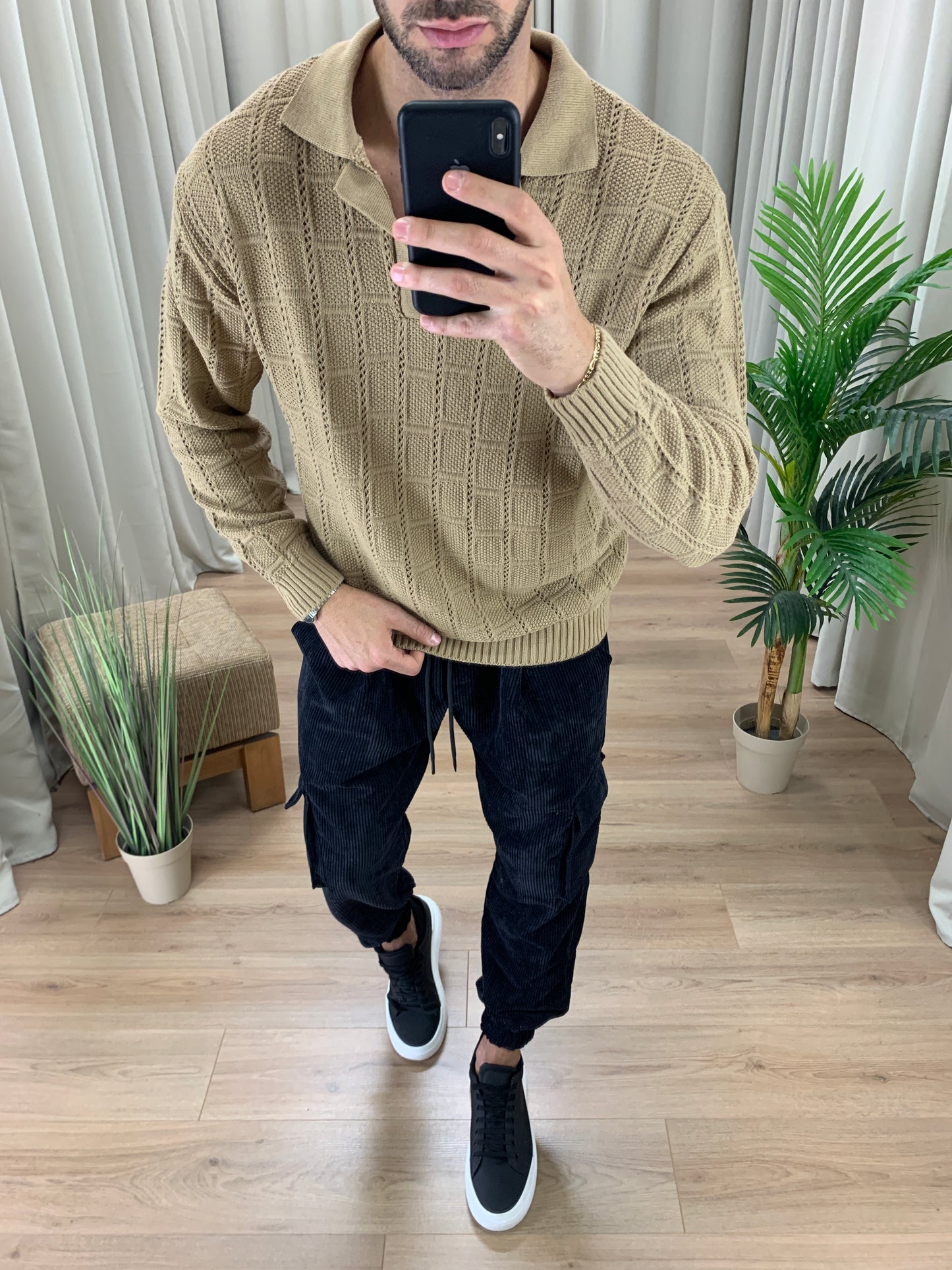 Pantalone Cargo Seth in Velluto a Costine col. Nero