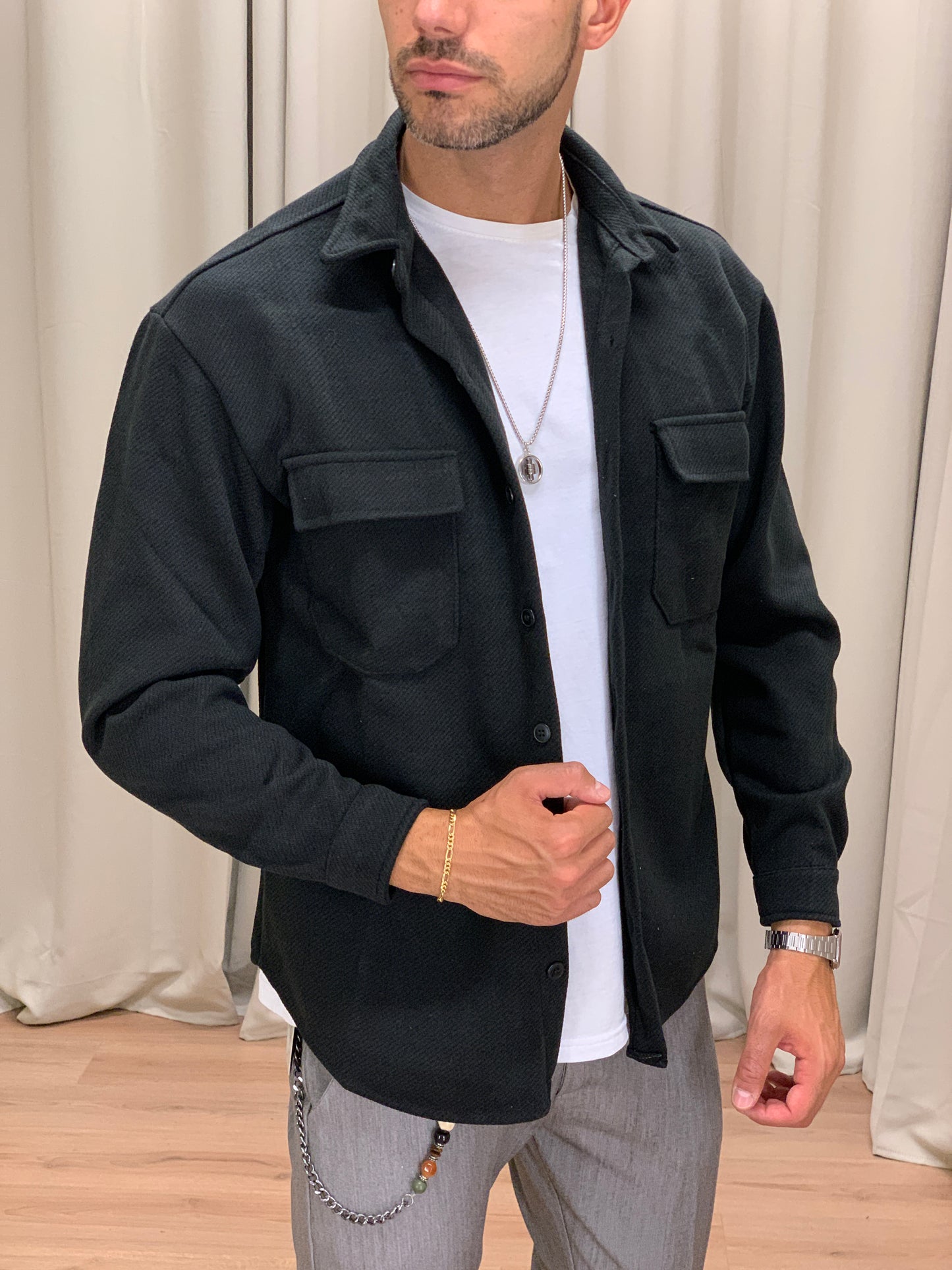 Giacca camicia Kumba con taschini col. Nero