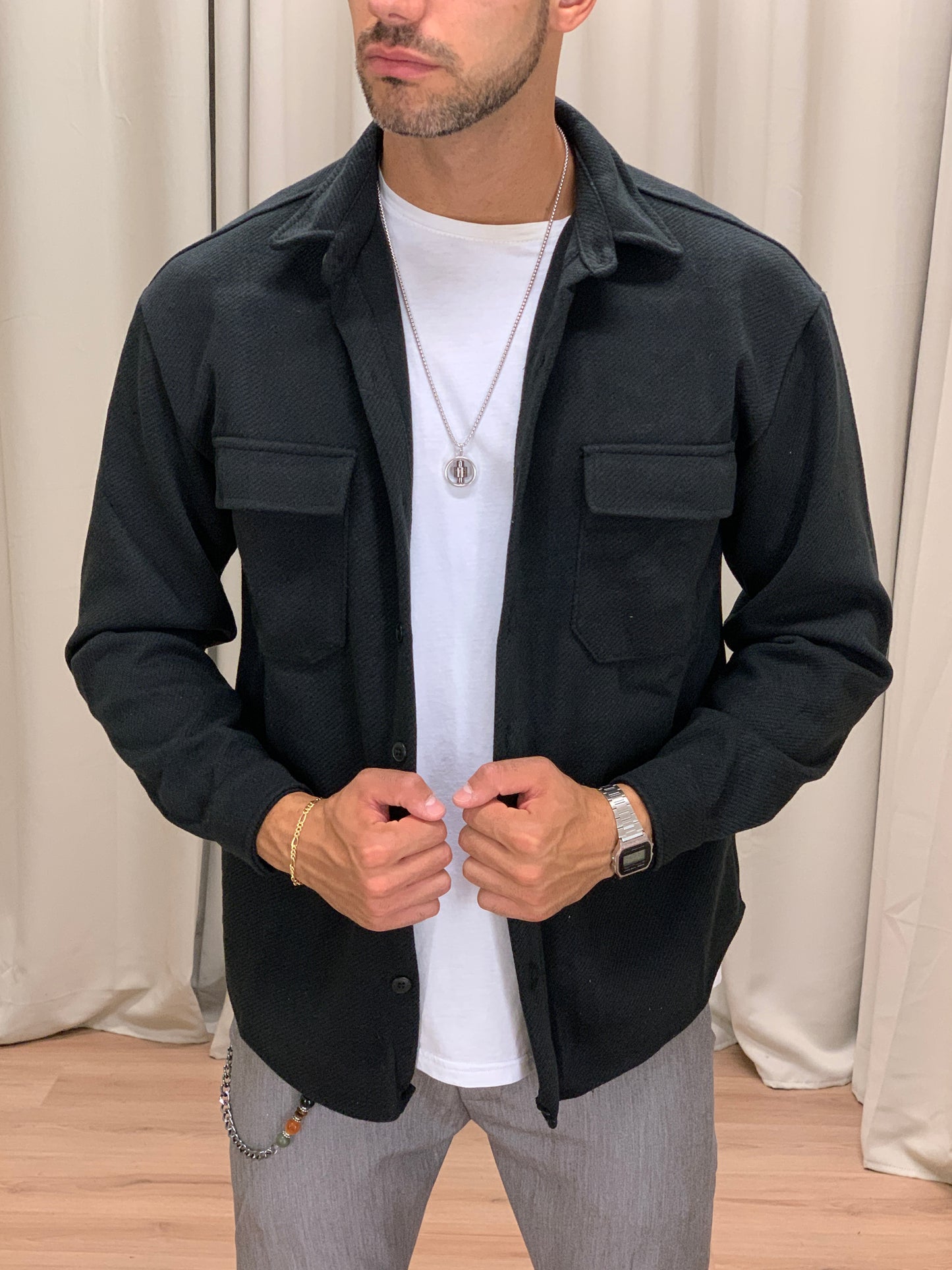 Giacca camicia Kumba con taschini col. Nero