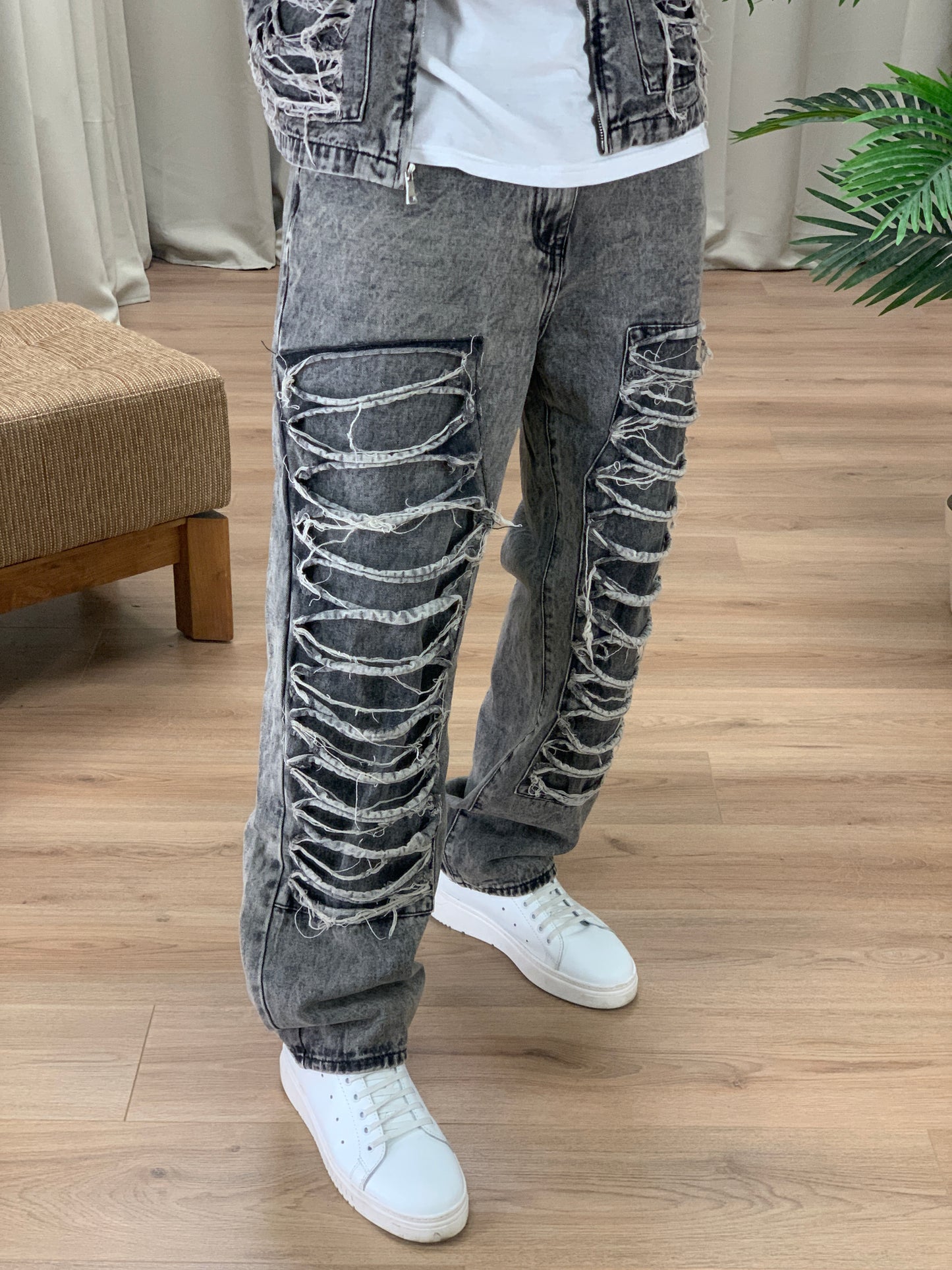 Completo Demon con Lacerazioni Jeans + Giacca col. Antracite