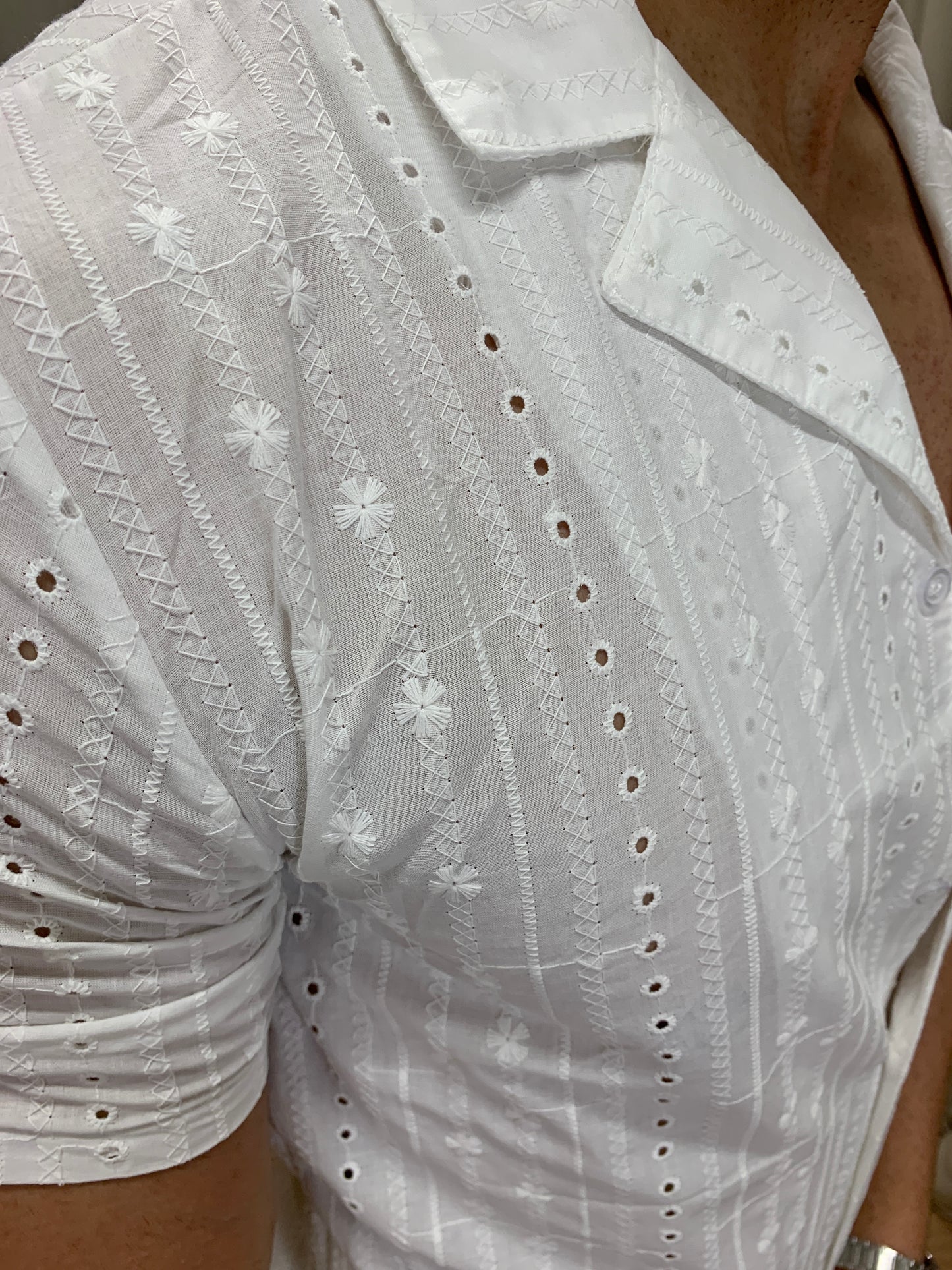 Camicia effetto Lino trama araba col. Bianco