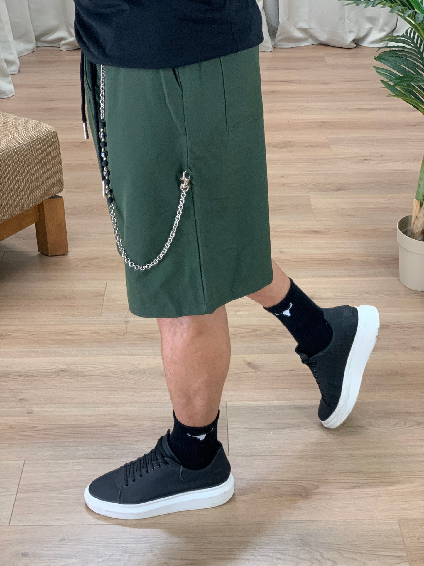 Bermuda Agon over-street con Catena col. Verde Militare