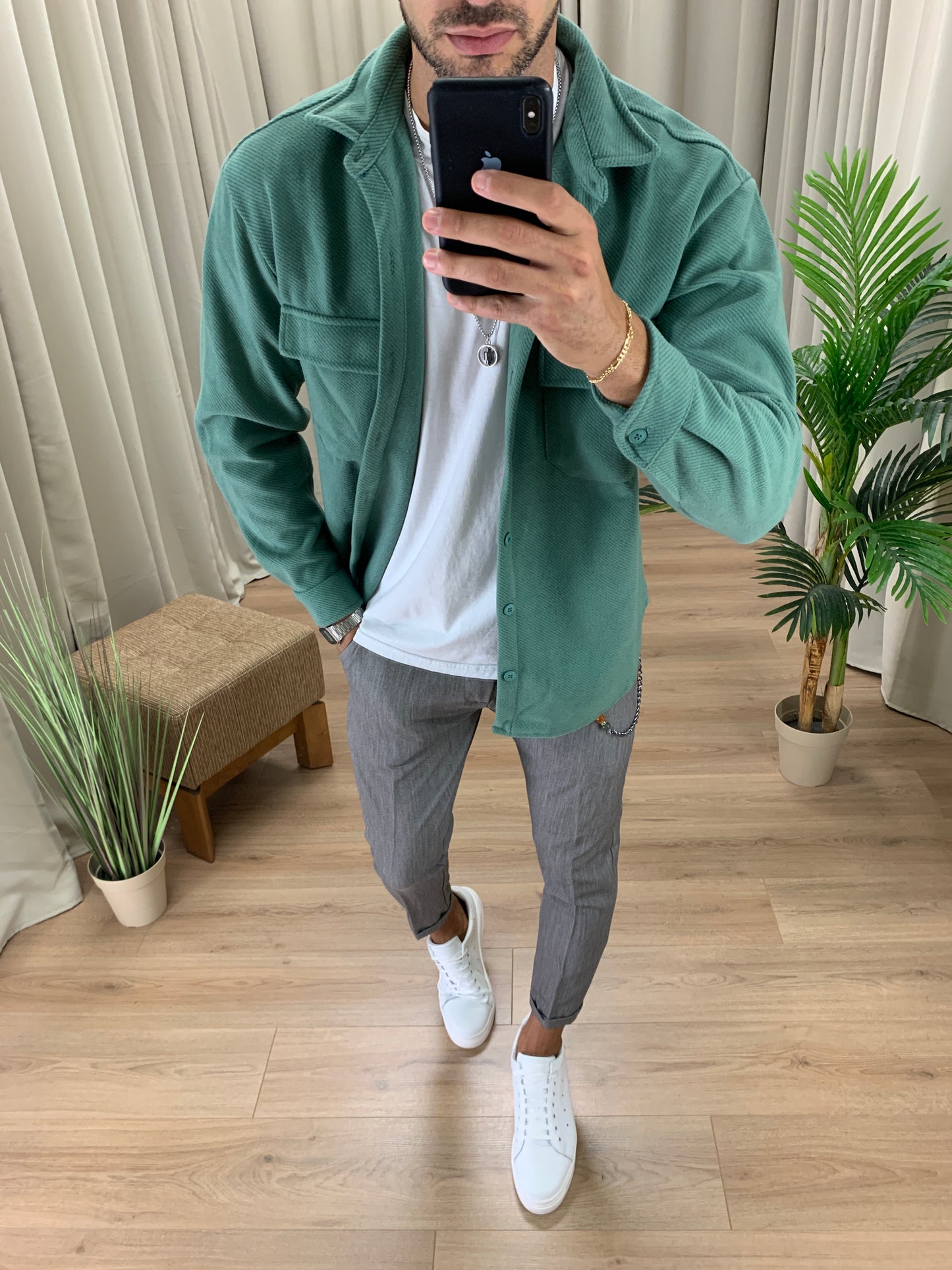 Giacca camicia Kumba con taschini col. Verde