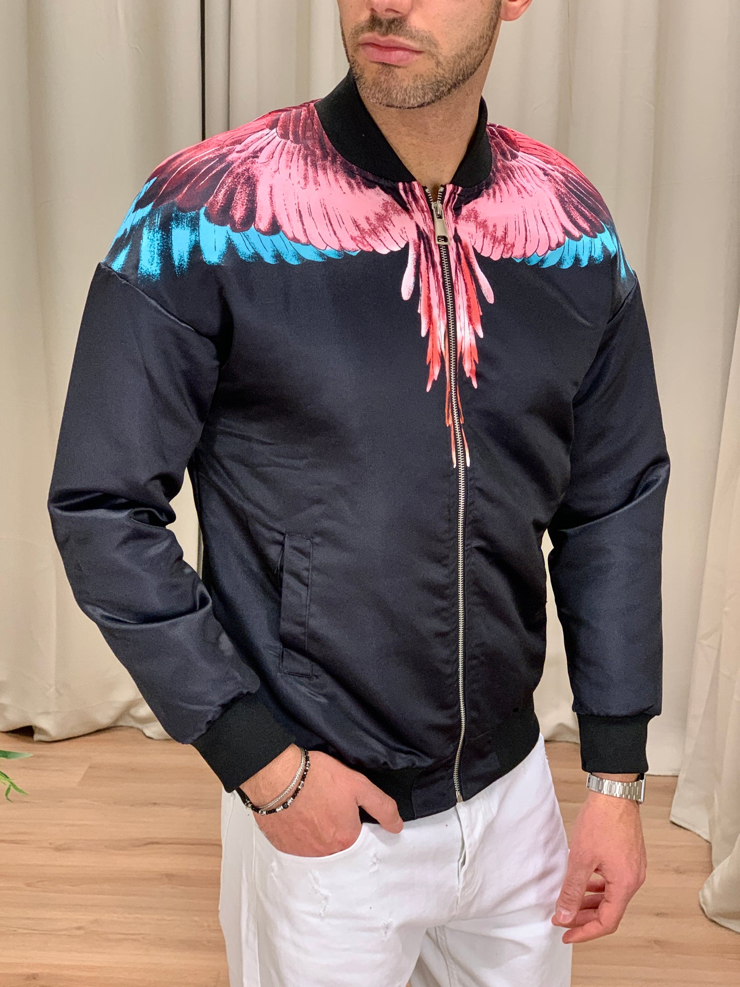 Bomber Marcel con Zip e Fantasia col. Nero