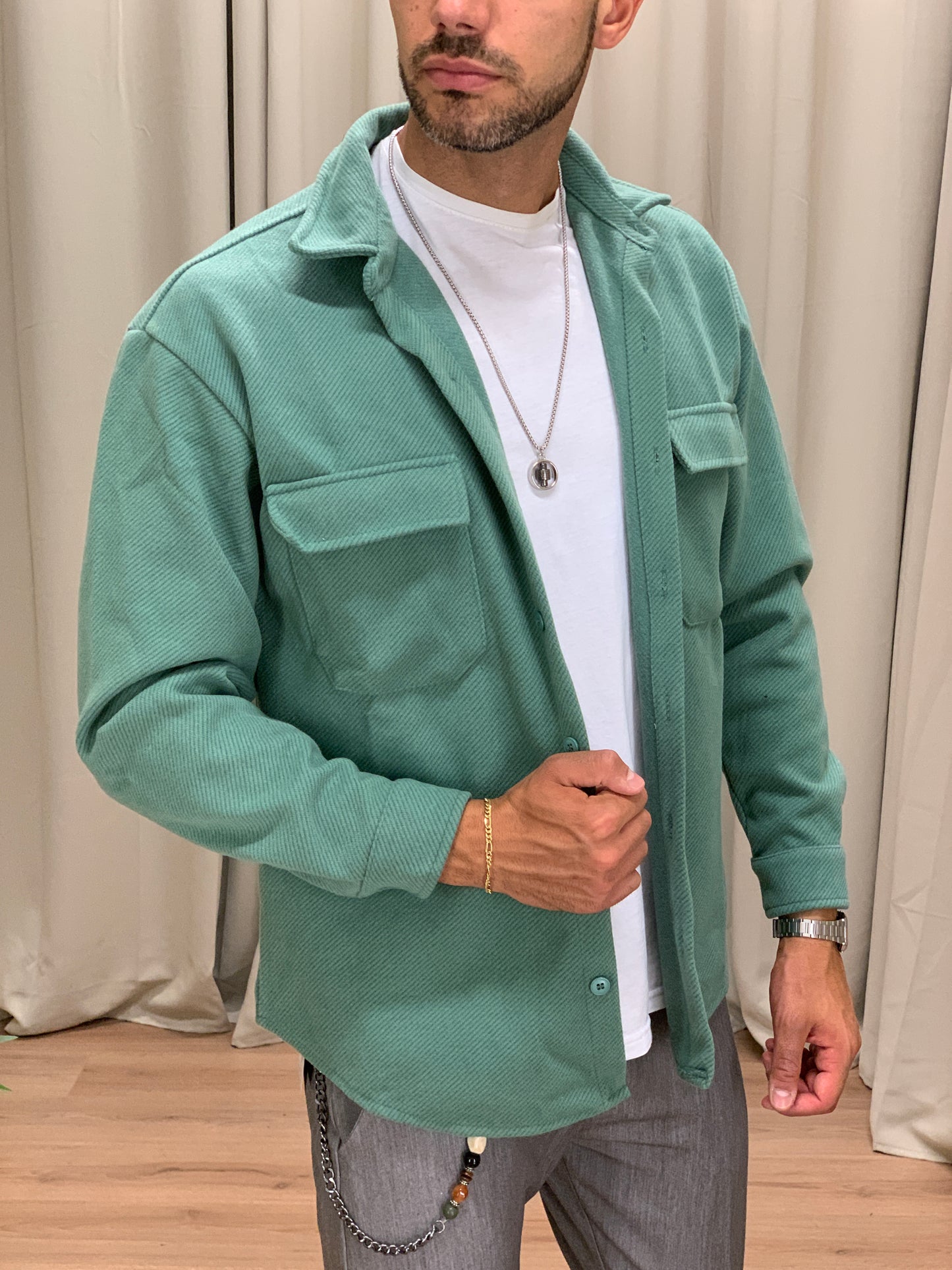 Giacca camicia Kumba con taschini col. Verde