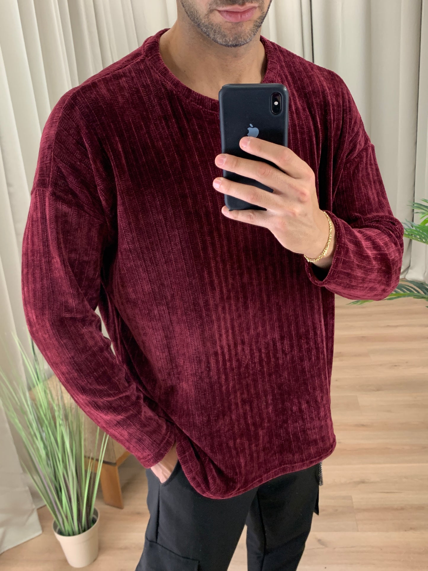 Maglia Marius Effetto Ciniglia a Costine col. Bordeaux