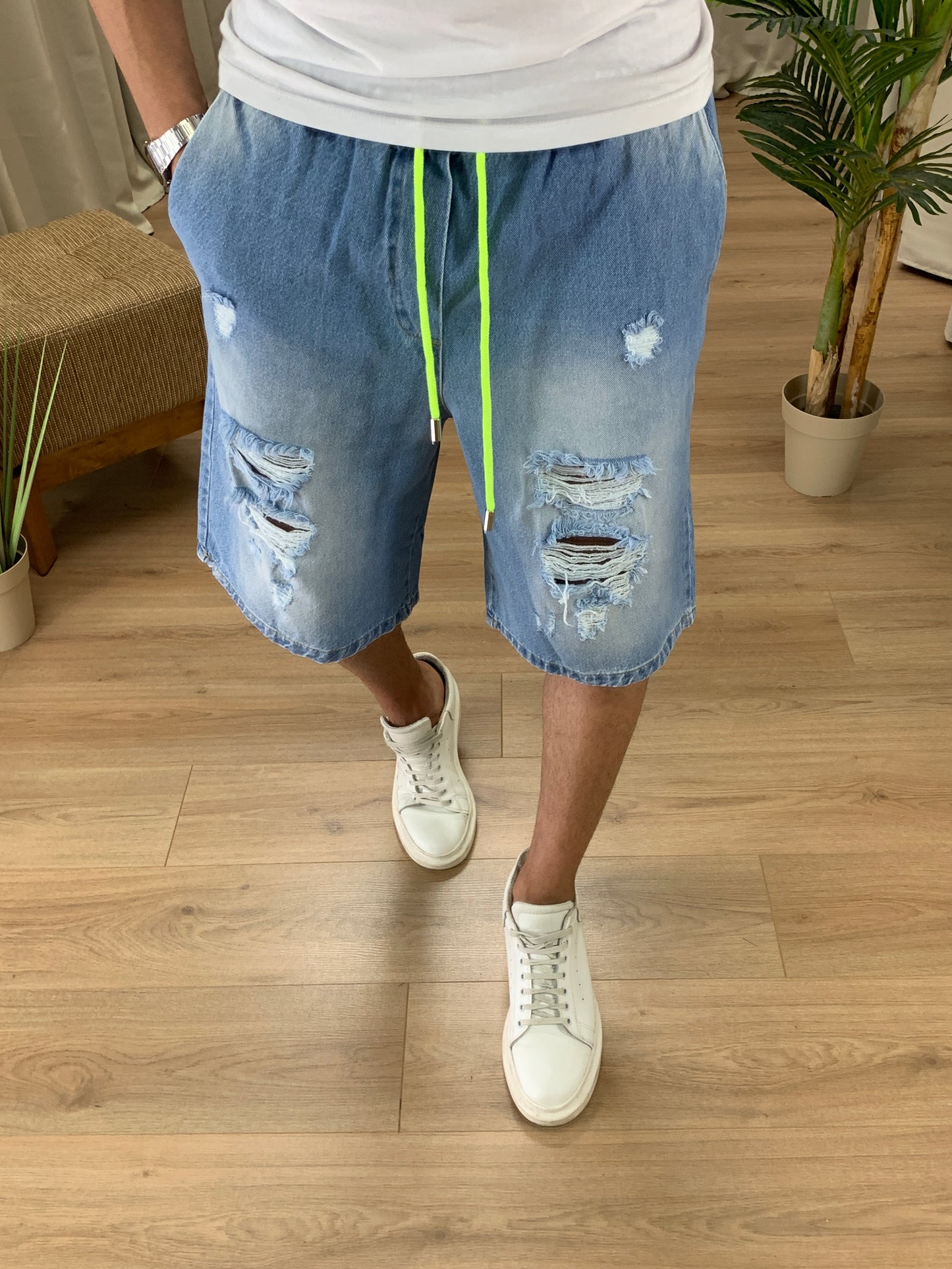 Bermuda di Jeans Bam Style laccio fluo col. Denim