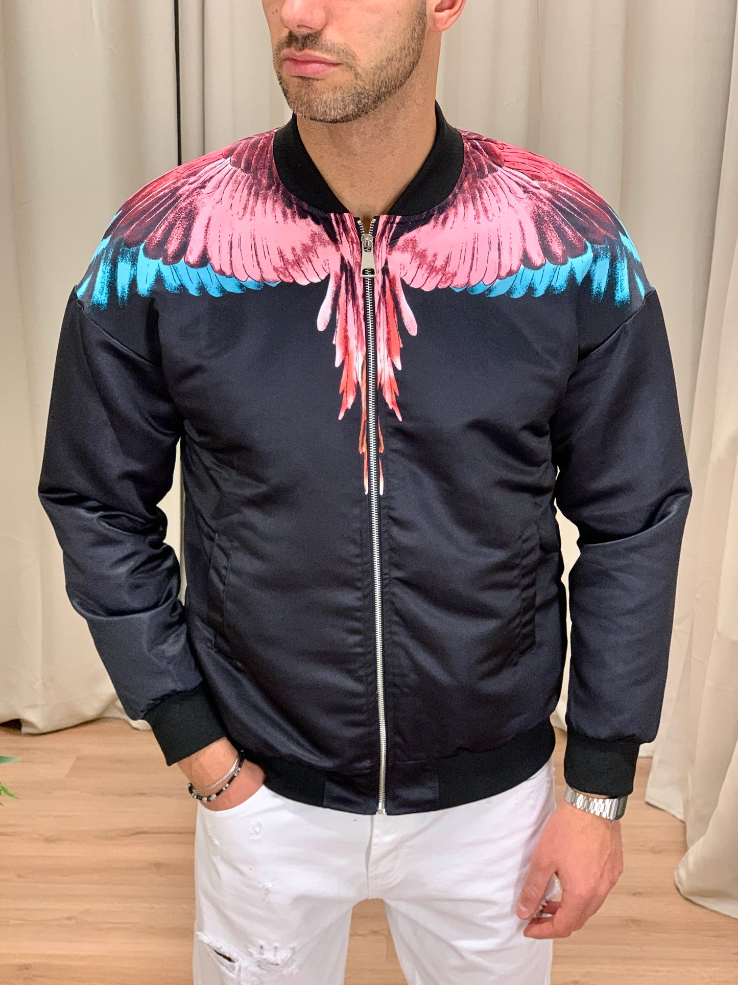 Bomber Marcel con Zip e Fantasia col. Nero