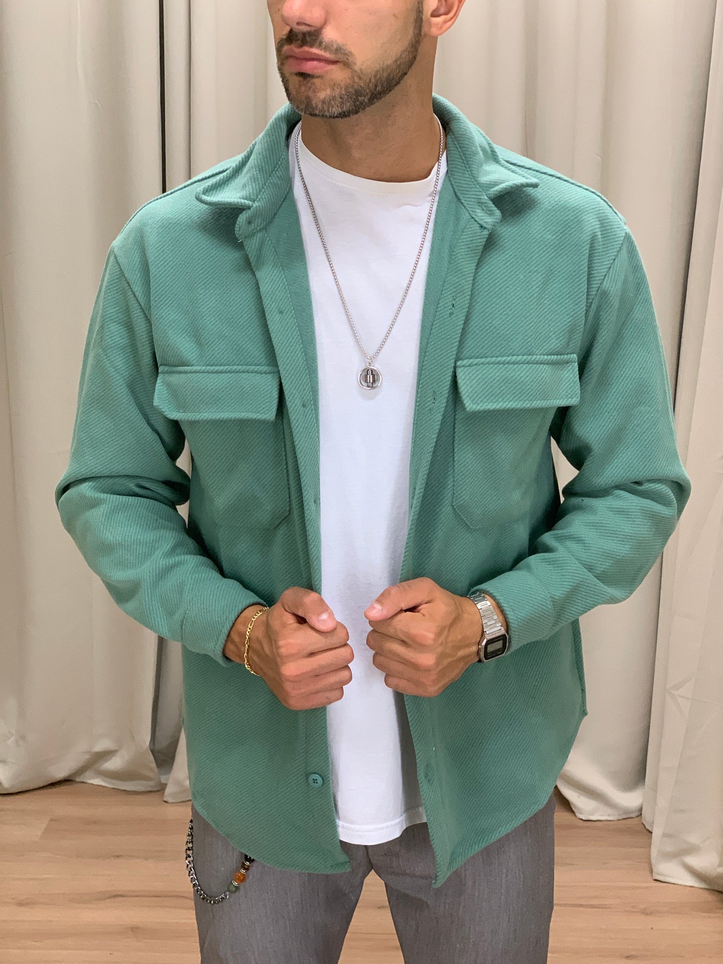 Giacca camicia Kumba con taschini col. Verde