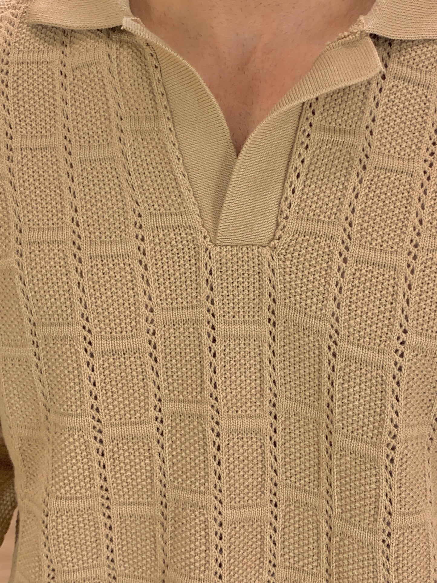 Maglia Nizz Traforata con Scollo a Polo col. Cammello