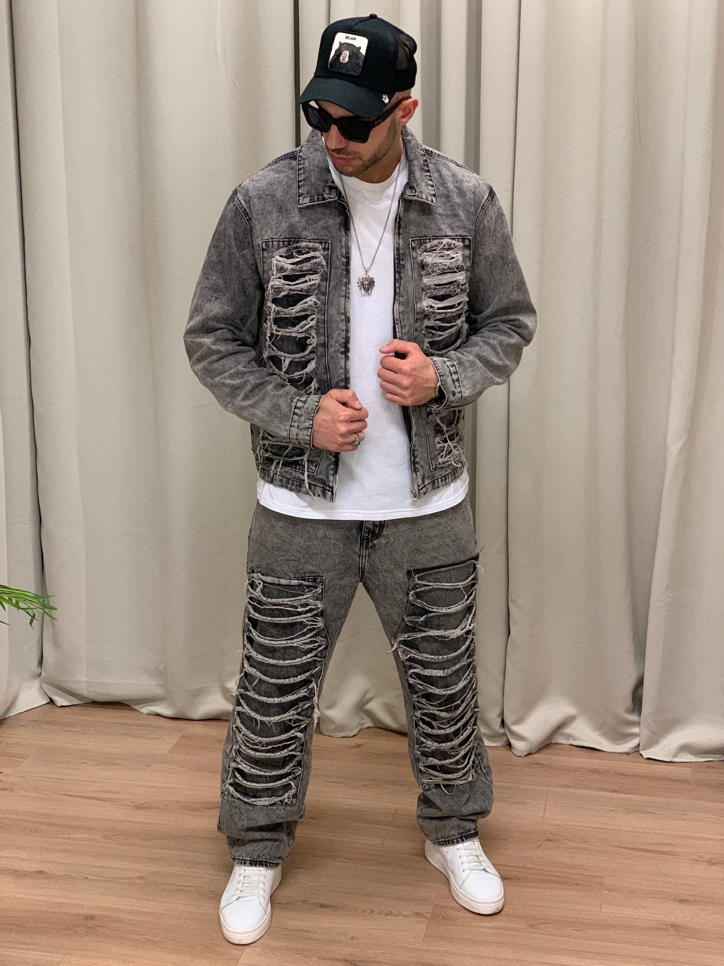 Completo Demon con Lacerazioni Jeans + Giacca col. Antracite