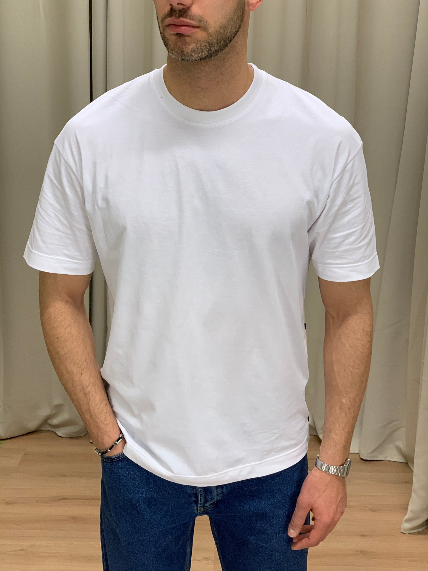T-shirt Cyborg Bear con Stampa col. Bianco