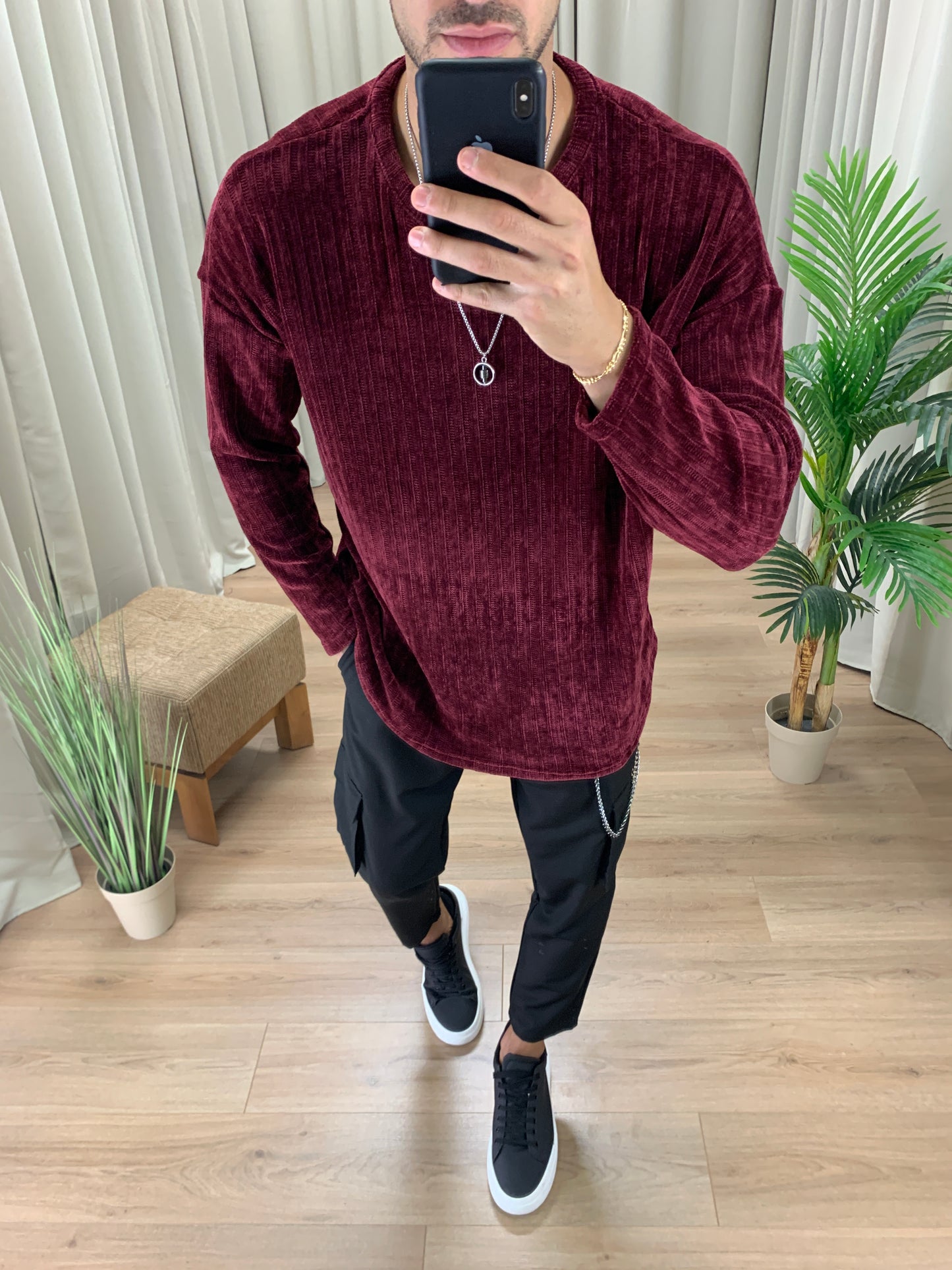 Maglia Marius Effetto Ciniglia a Costine col. Bordeaux