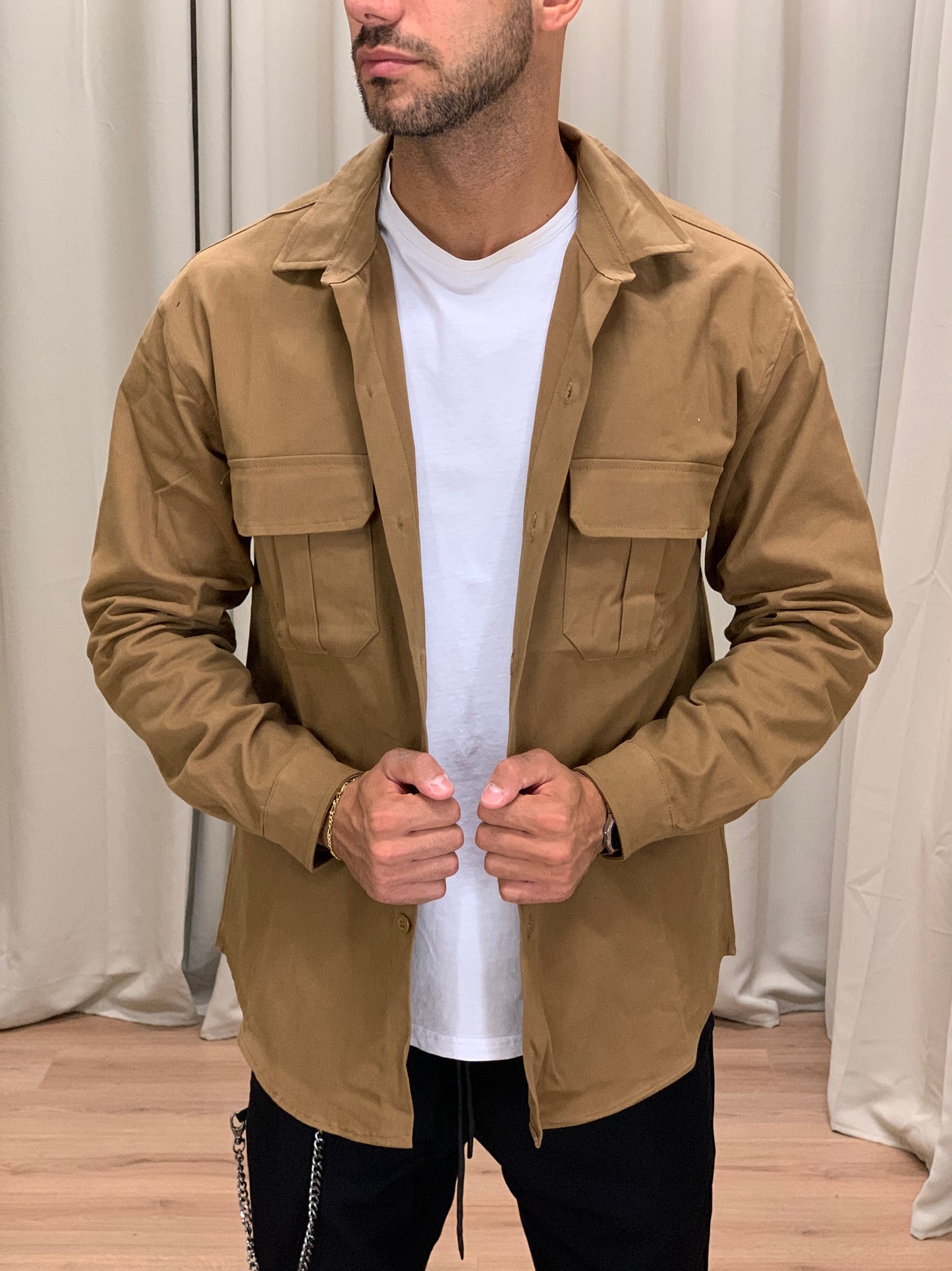 Giacca camicia Syran con Taschini col. Tabacco