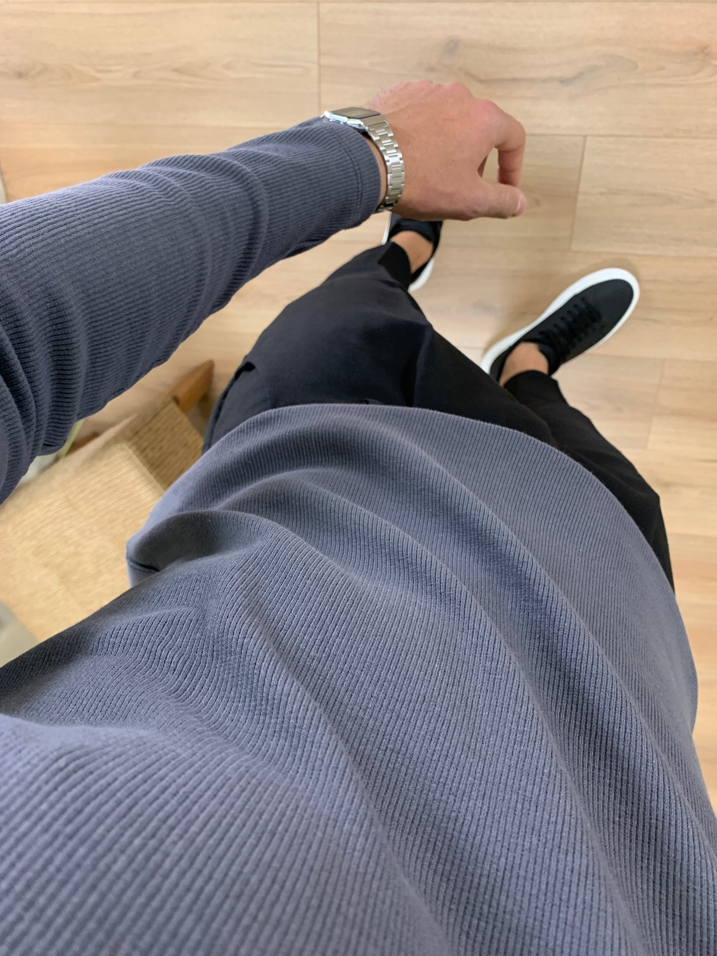 Maglia scollo Serafino con micro Costine col. Grigio