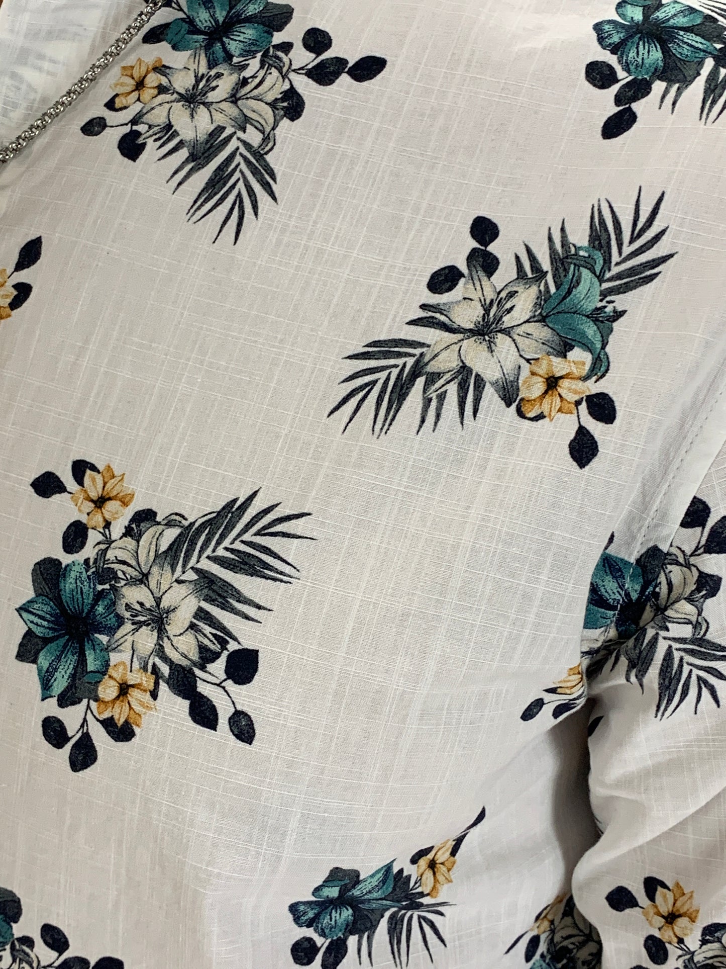Camicia Nepavi effetto lino con fantasia col. Bianco