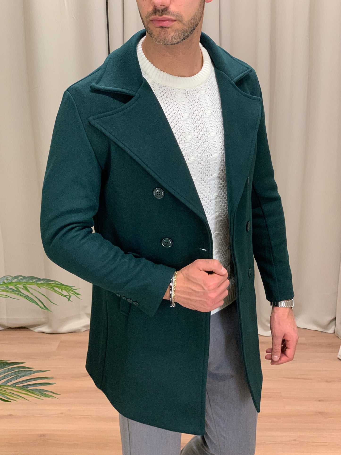 Cappotto Doppiopetto Lunghezza 3/4 col. Verde Bosco