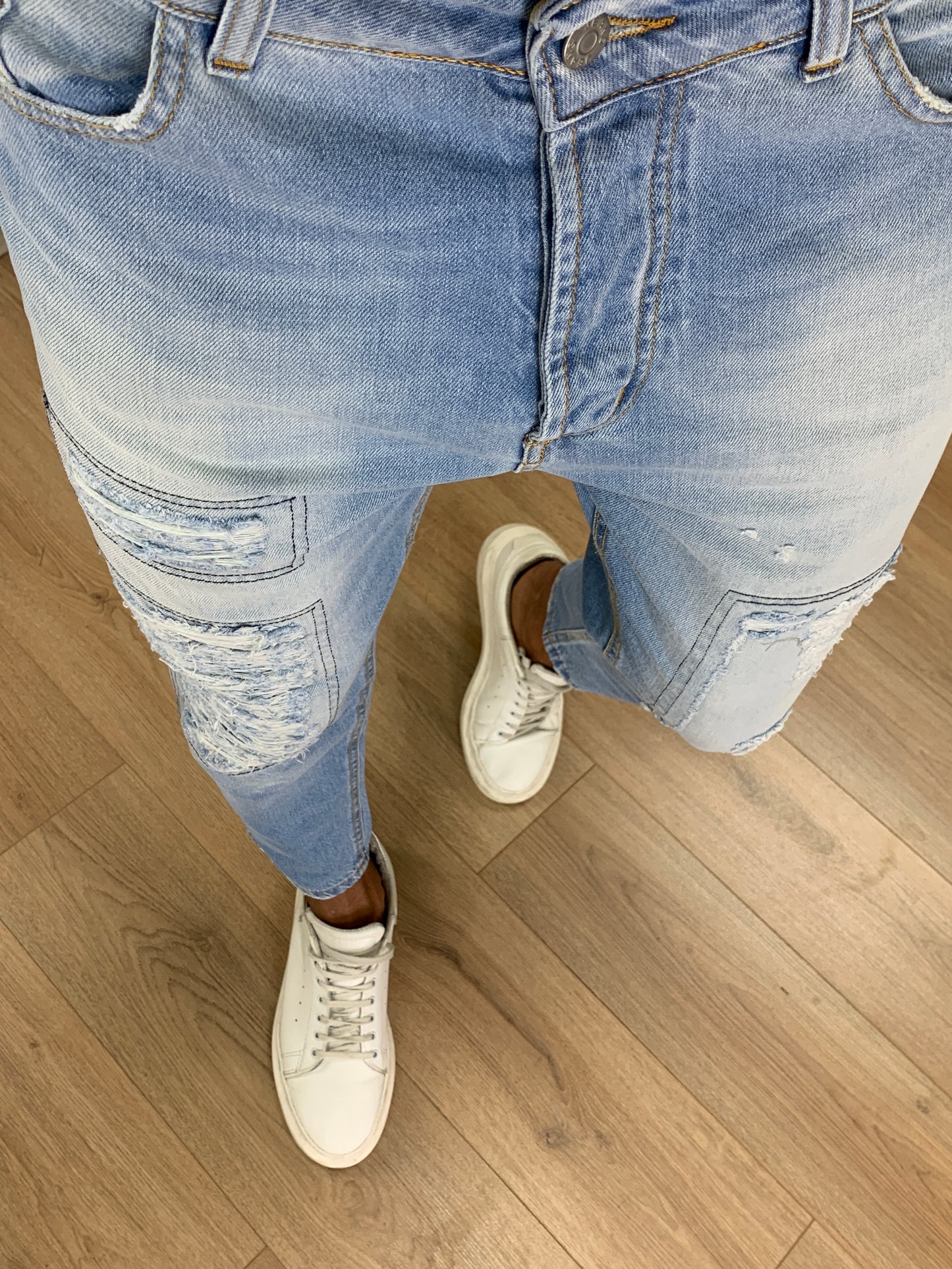 Jeans Mick con Finta Toppa e Rottura col. Denim