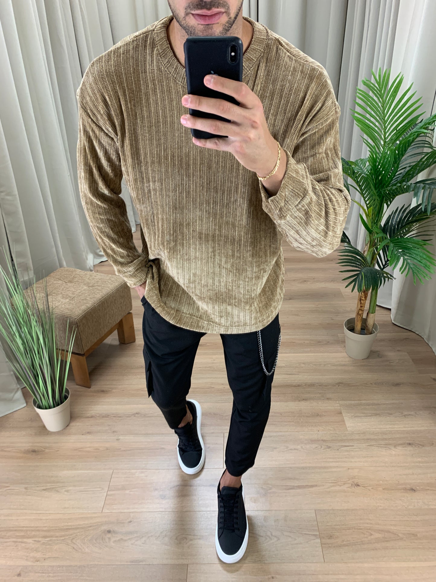 Maglia Marius Effetto Ciniglia a Costine col. Beige