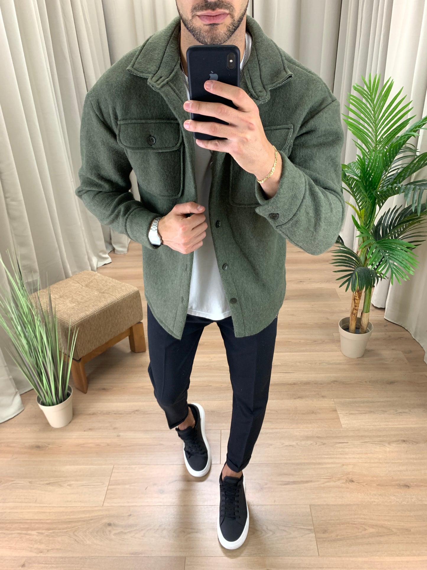 Giacca camicia Asher con Taschini col. Verde Militare