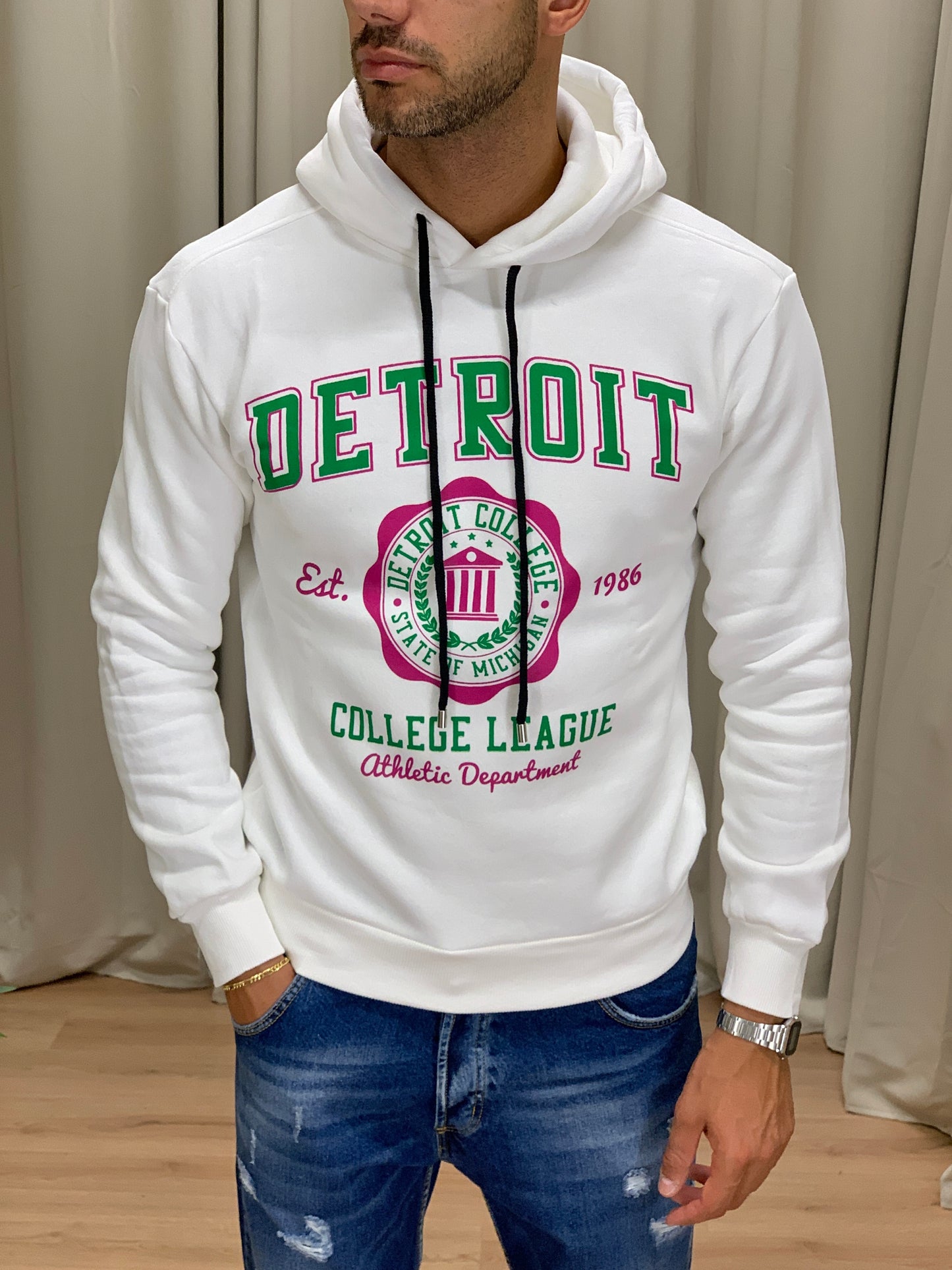 Felpa Detroit College League felpata col. Panna