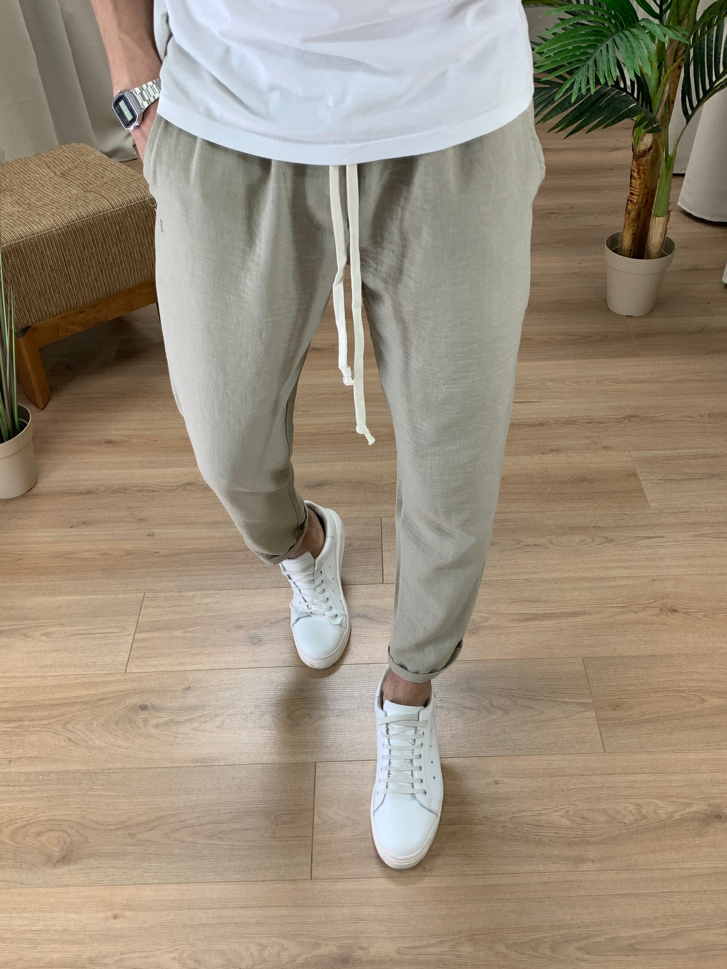 Completo 544 effetto Lino Pantalone + Camicia col. Beige