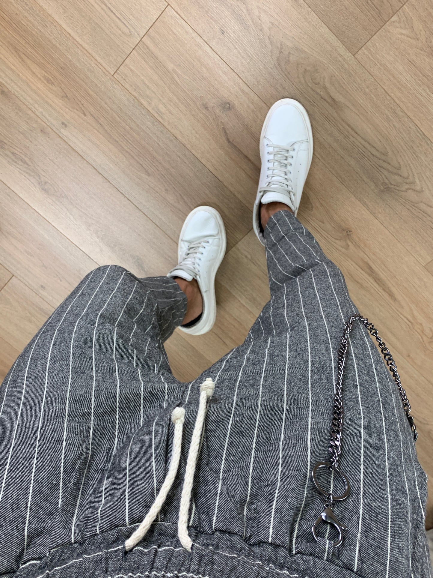 Pantalaccio Frost effetto Lino Gessato a righe col. Nero