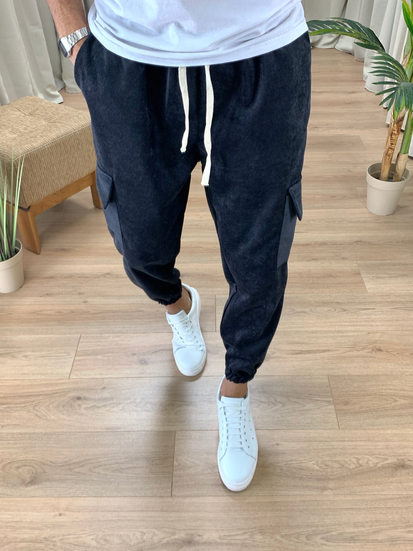 Pantalone Cargo Cooper in Velluto a Costine col. Nero