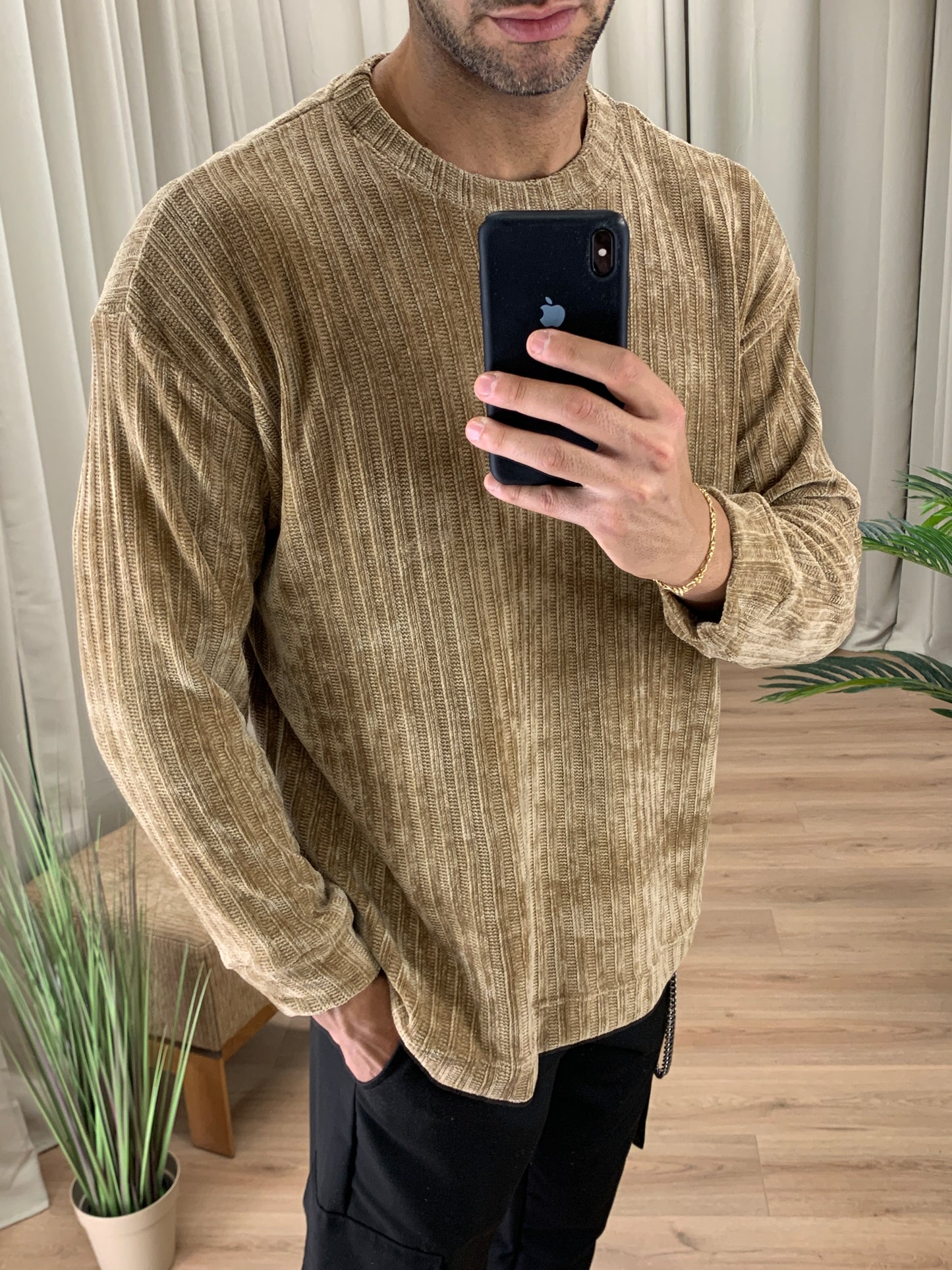 Maglia Marius Effetto Ciniglia a Costine col. Beige