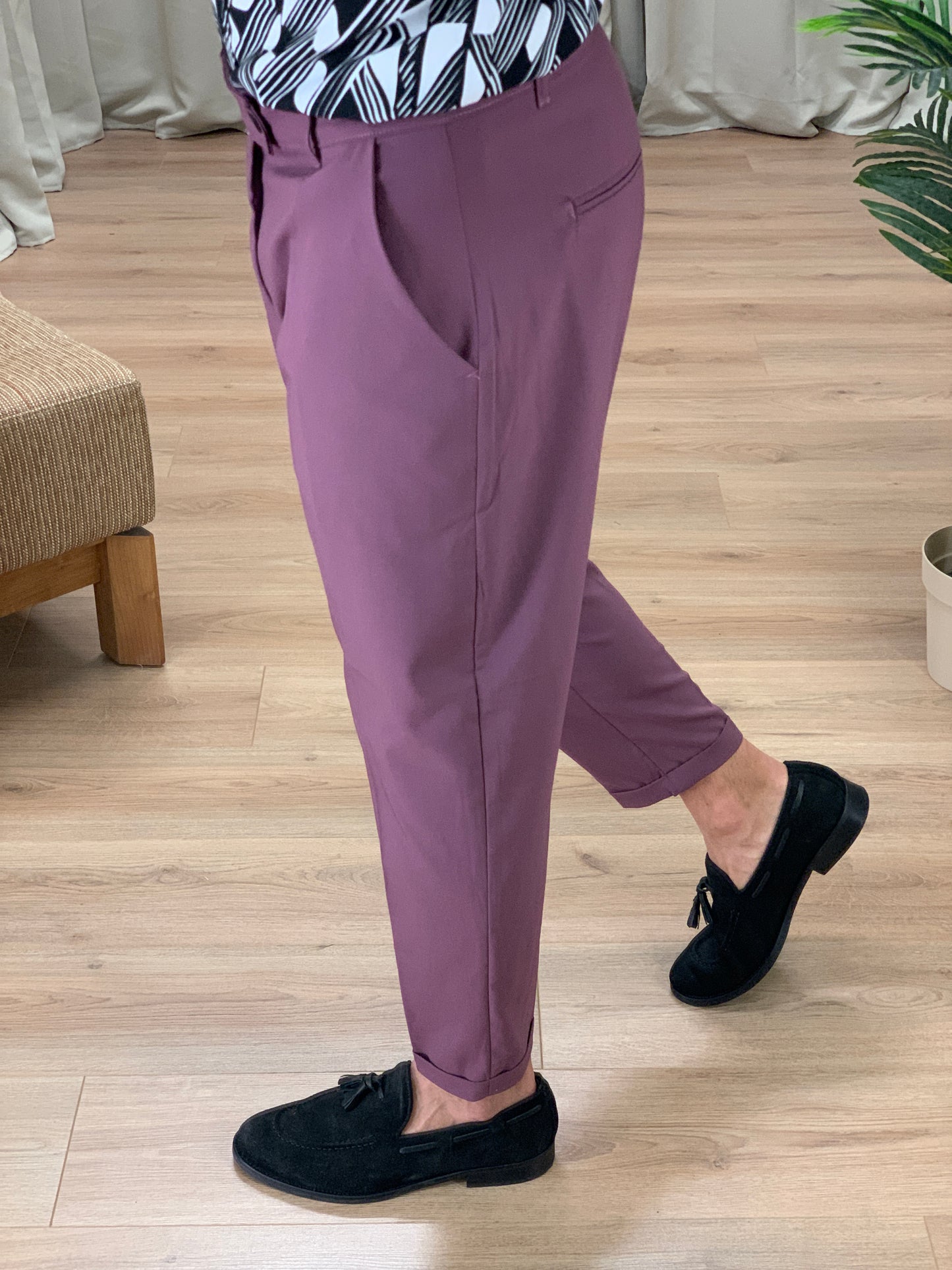 Pantalone Mentalitè con risvolto col. Bordeaux