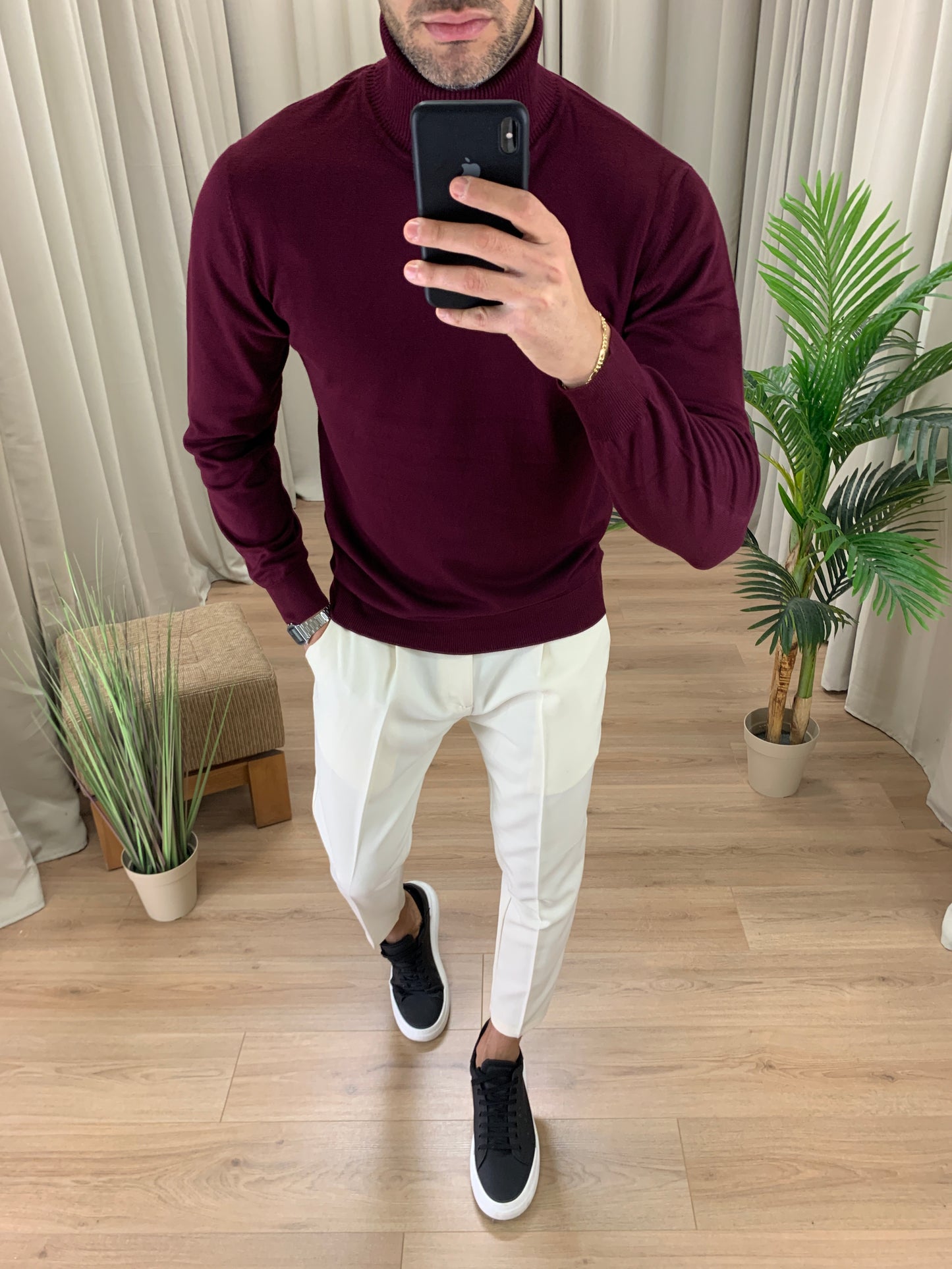 Maglioncino Tokyo a Collo Alto effetto Lana Rasata col. Prugna