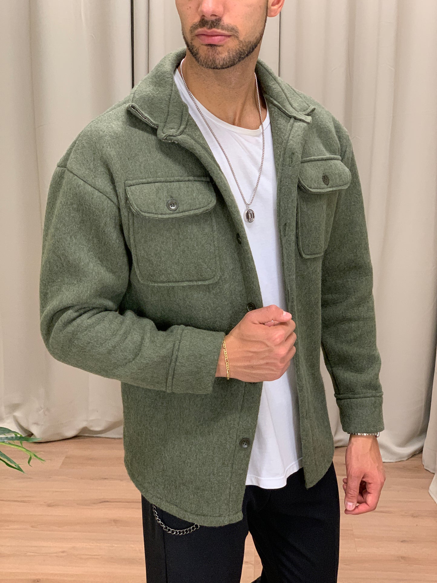 Giacca camicia Asher con Taschini col. Verde Militare