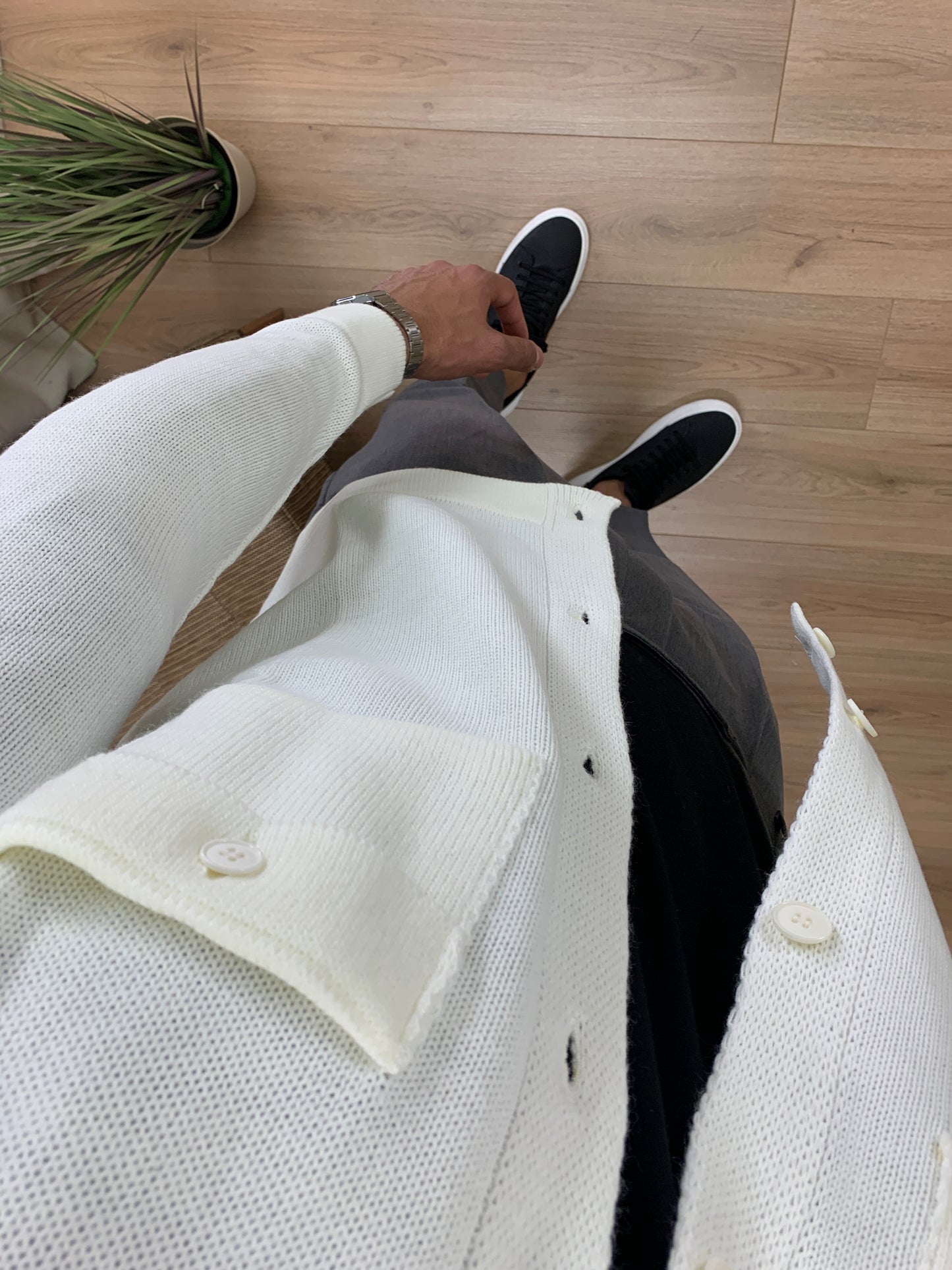 Cardigan Robert con Taschini e Bottoni col. Panna