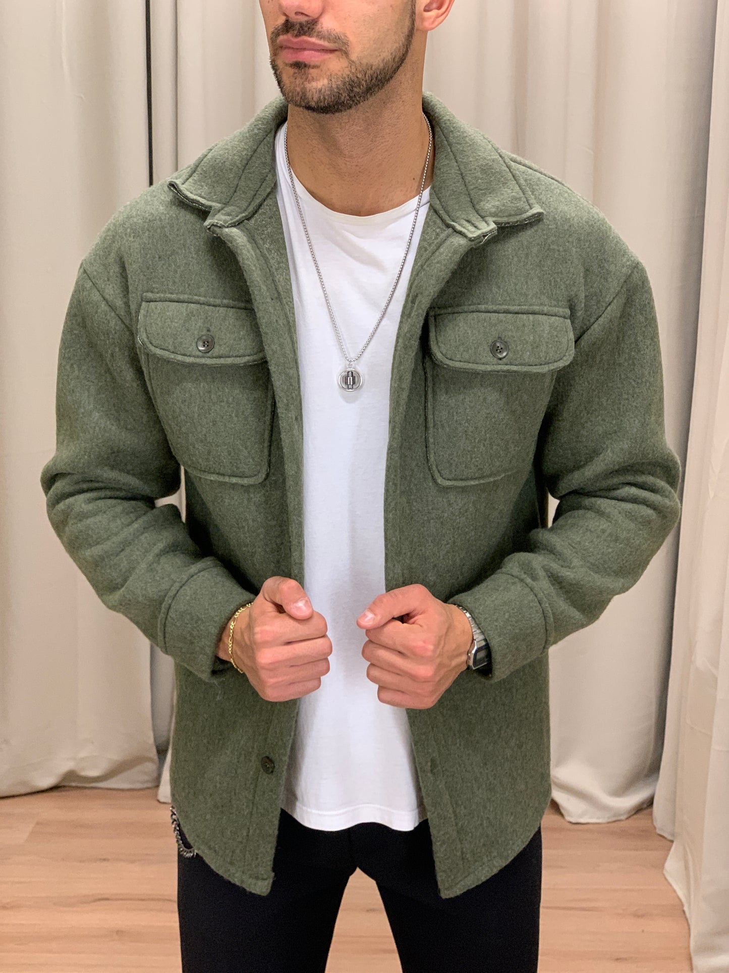 Giacca camicia Asher con Taschini col. Verde Militare