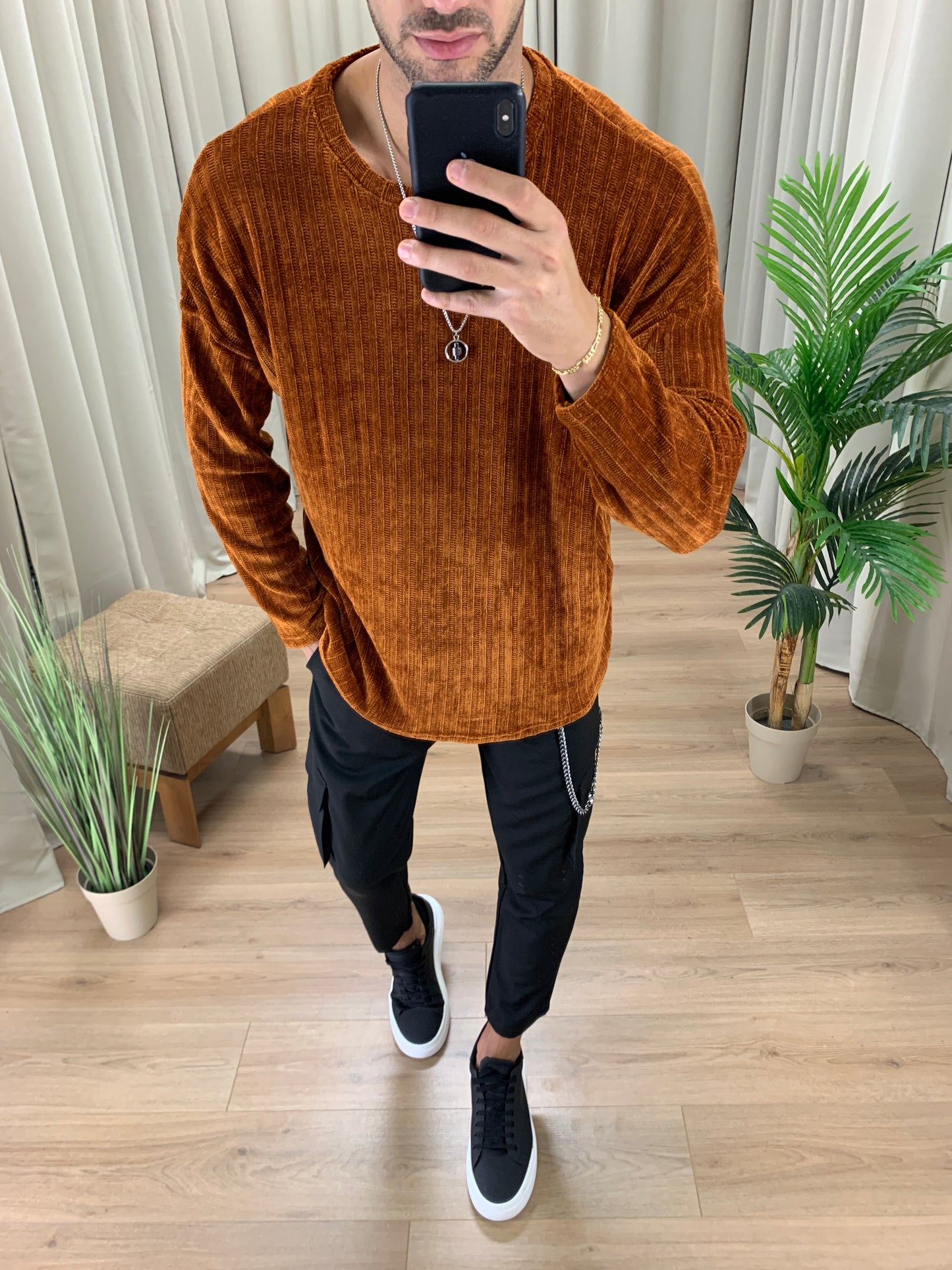 Maglia Marius Effetto Ciniglia a Costine col. Arancio